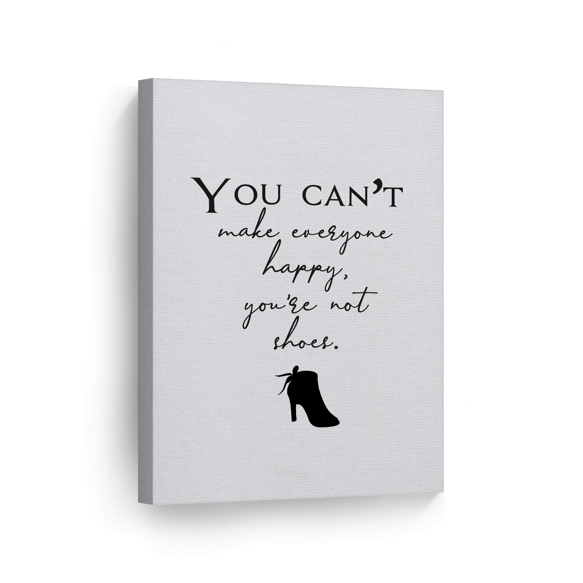 Smile Art Design 'You Can’t Make Everyone Happy You’re Not Shoes' Inspirational Quote Canvas Print - Glam Fashion Wall Art for Office, Girls Room, Women's Dorm & Bedroom Decor - Ready to Hang 36x24 - Perfect Motivational Gift for Friends & Home Living Room