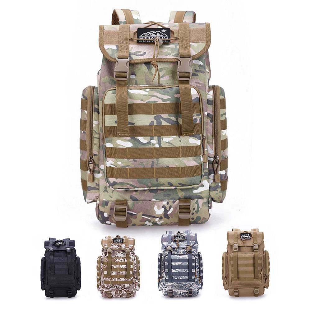 40L Tactical Backpack with MOLLE Webbing - Durable Military Rucksack for Hiking, Camping & Outdoor Adventures (Tan)