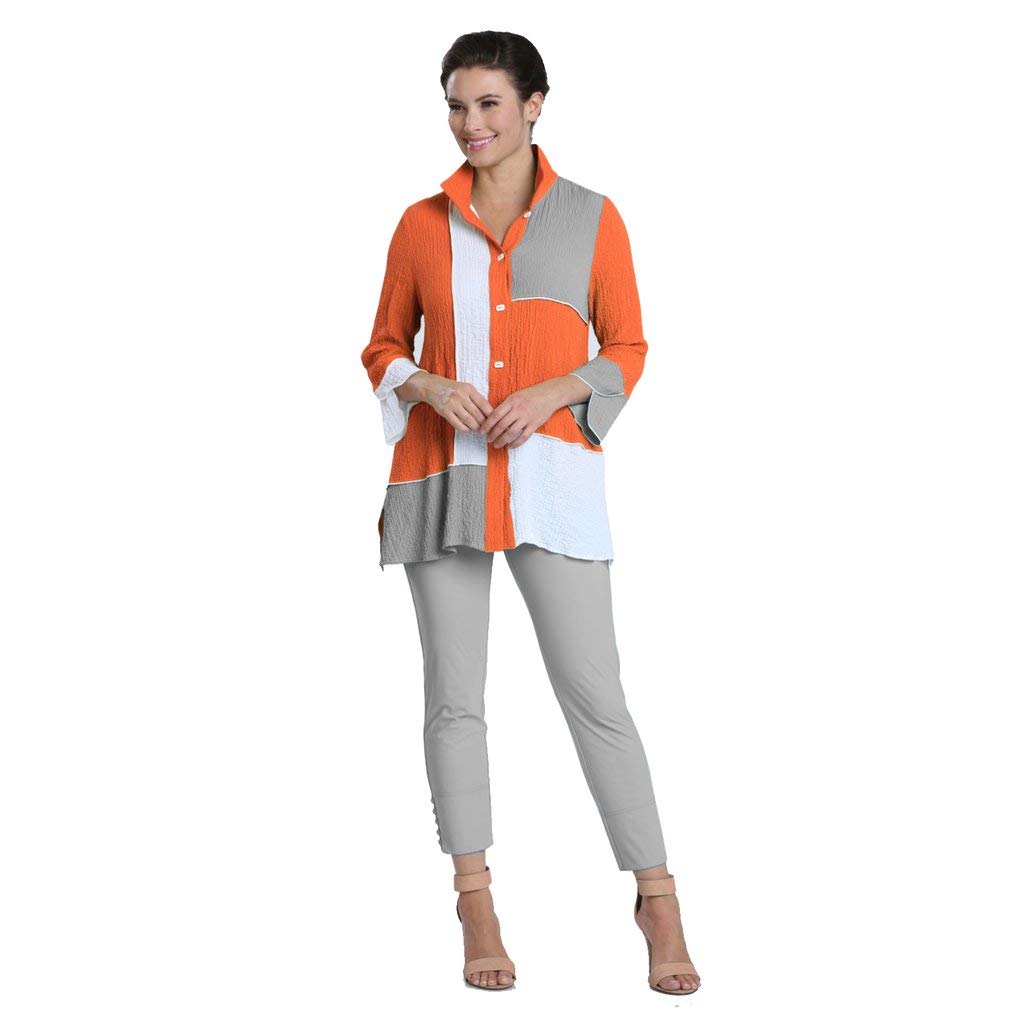 IC Collection Women's Stylish Colorblock Button Front Shirt 1521J - Casual Office Wear & Spring Outfit Essential