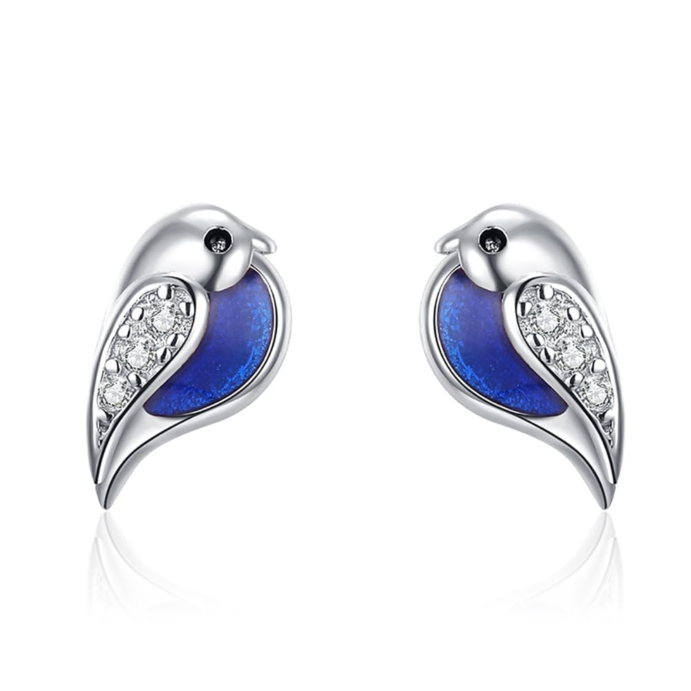 Kokoma Tiny Bird Stud Earrings for Women & Girls - 925 Sterling Silver Cubic Zirconia Cartilage Earrings - Hypoallergenic Tragus Studs - Perfect for Daily Wear, Gifts & Special Occasions