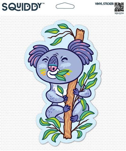 Squiddy Koala Chewing Leaves Vinyl Sticker - 3