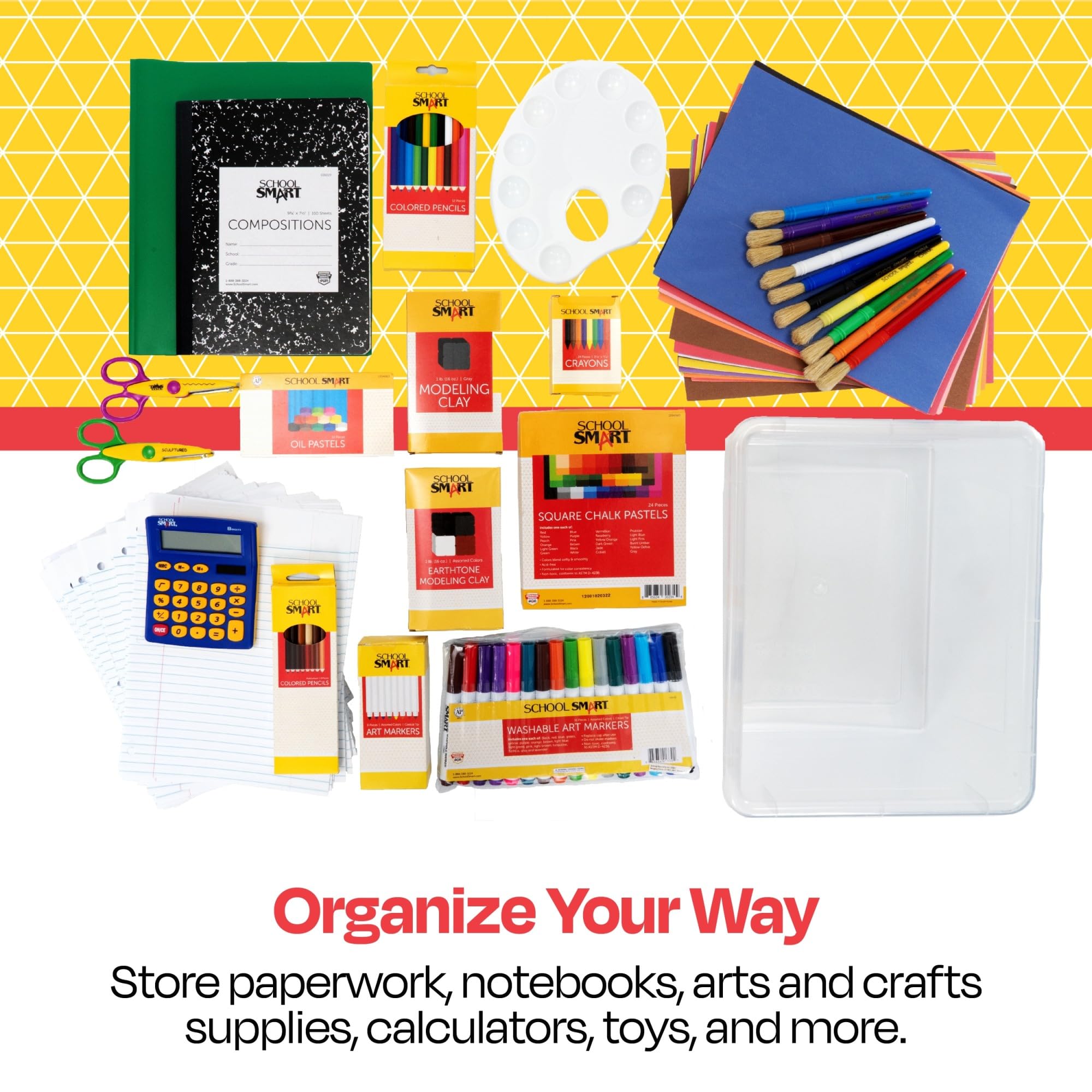 School Smart Durable Plastic Storage Tray - Letter Size Organizer for Classroom Supplies, Home Office & Craft Room | Red Multi-Purpose Desktop Organizer | Perfect for Teachers, Students & Office Organization