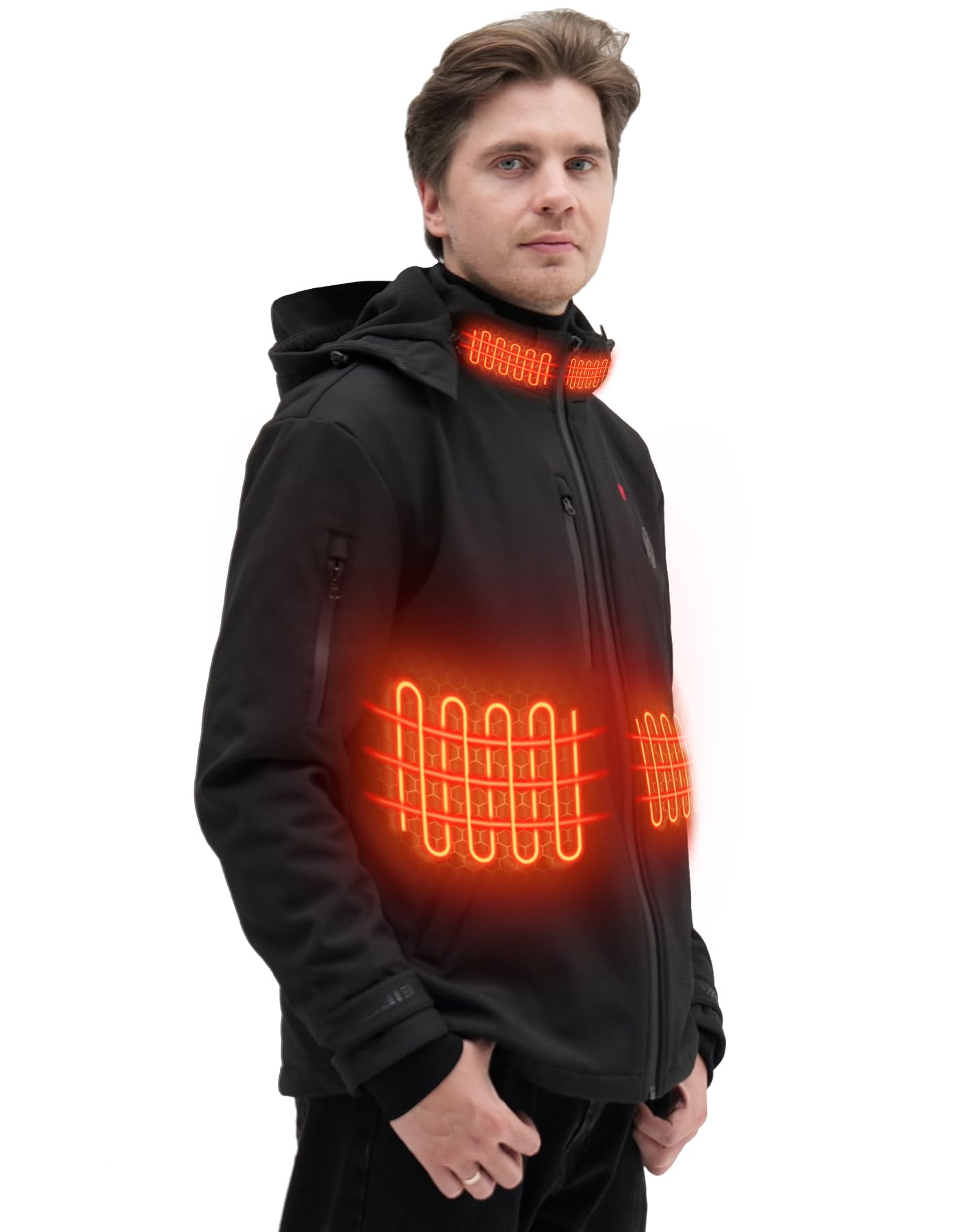 Heated Jacket for Men with Battery Pack - Winter Warm Electric Heating Coat with Detachable Hood | Perfect for Outdoor Activities, Camping & Cold Weather Gifts