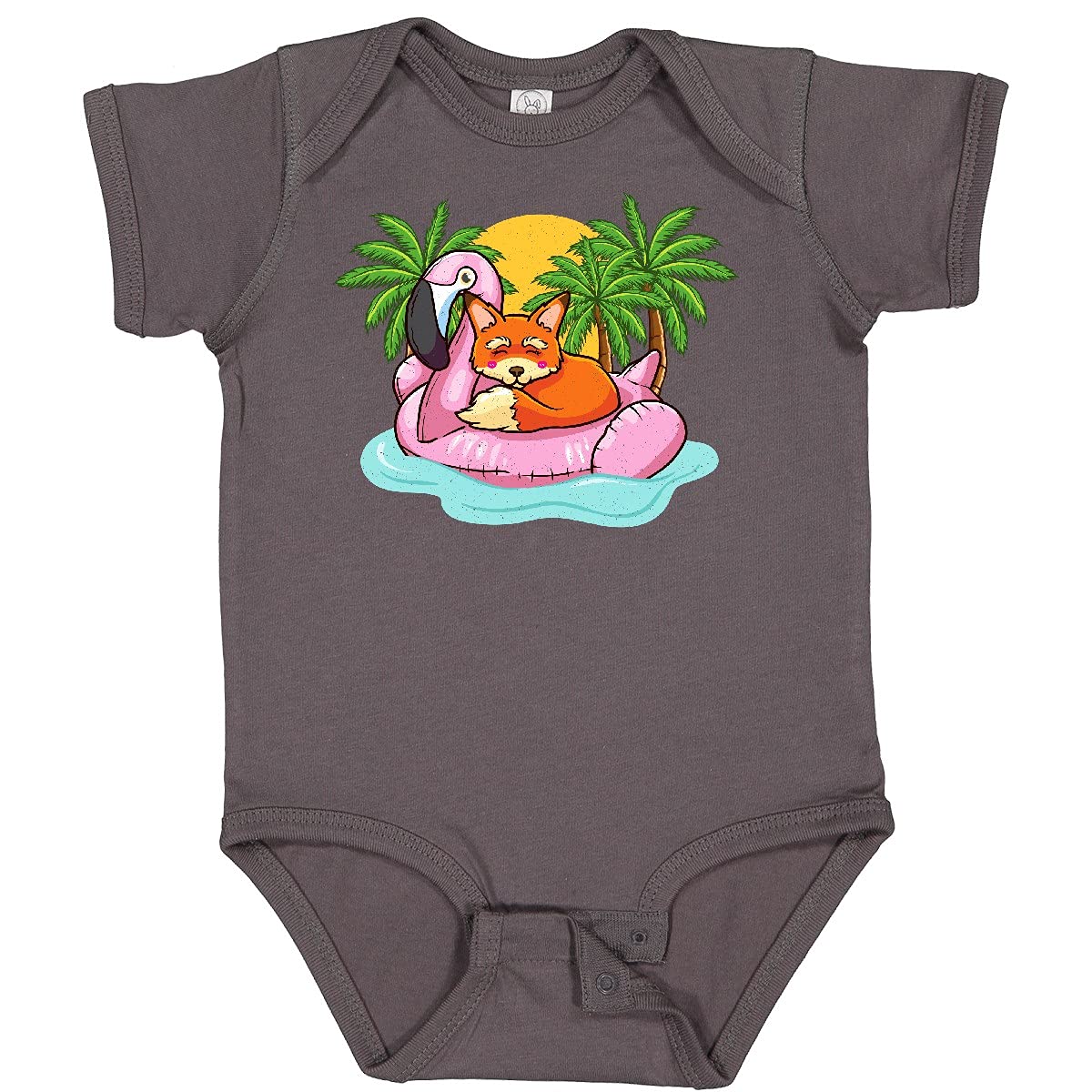Inktastic Fox Flamingo Tropical Beach Vacation Baby Bodysuit - Cute Animal Print Onesie for Boys & Girls - Perfect for Beach Trips, Summer Outings & Photo Shoots
