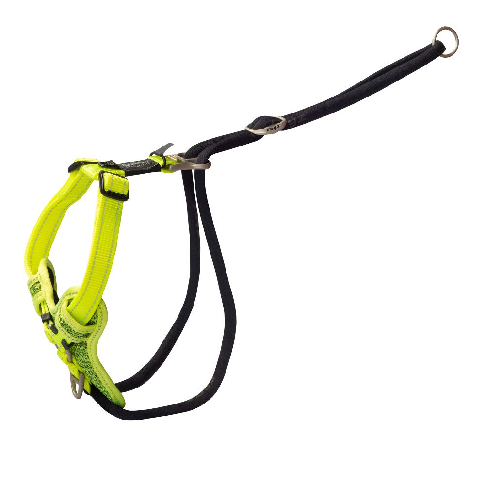 Rogz Stop Pull Reflective Dog Harness - Classic Large Size in Dayglo Yellow | No-Pull Pet Vest for Walking, Running & Outdoor Adventures