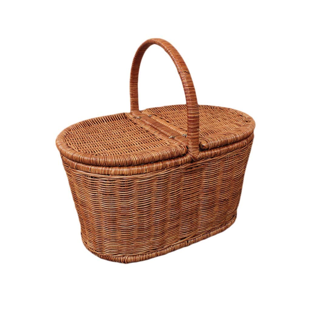 Insulated Picnic Cooler Bag for Outdoor Camping, Beach & Picnics - Portable Rattan Basket for Food Storage, Grocery Shopping & Home Organization - Perfect Gift for Travel & Outdoor Enthusiasts