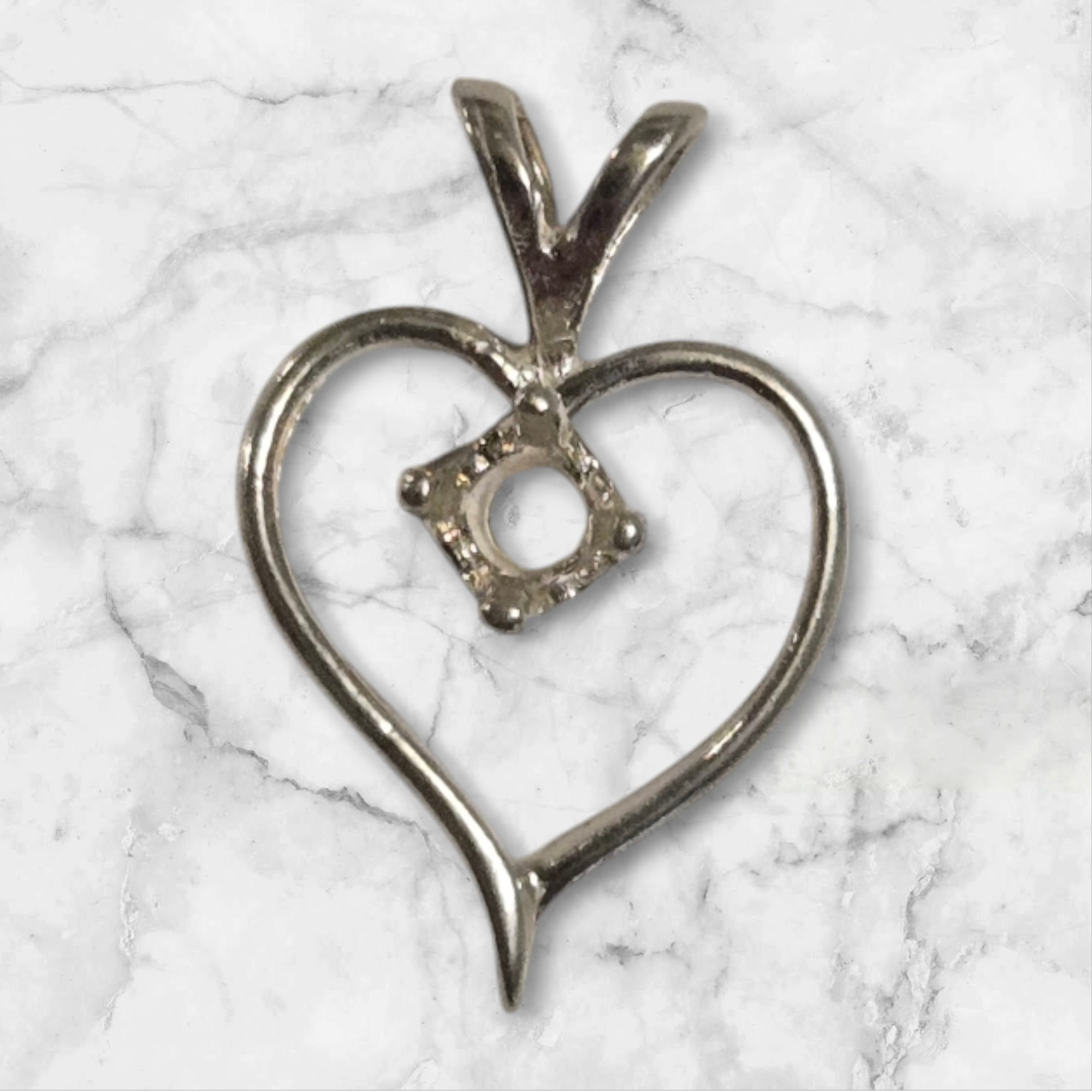 Solid Sterling Silver or 14kt Gold 4mm Round Fancy Heart Pendant Setting - Handcrafted in USA | Perfect for Necklaces, Bracelets & Jewelry Making - Gift for Valentine's Day, Anniversary & Special Occasions