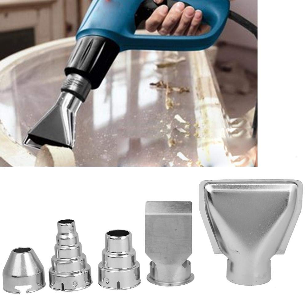 5-Piece Stainless Steel Hot Air Gun Nozzle Kit for Soldering, Brazing & Heat Shrinking - Professional Heat Blower Accessories for Electronics Repair, DIY Crafts & Shrink Wrapping