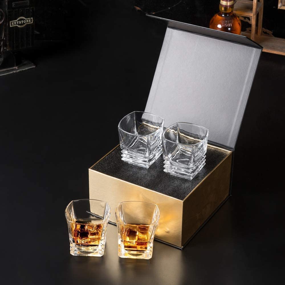 Premium KANARS Whiskey Decanter Set - Handcrafted Crystal Liquor Decanter with 4 Glasses for Scotch, Bourbon, Whiskey & Spirits - Elegant 9-Piece Barware Gift Set for Men - Perfect for Home Bars, Weddings & Special Occasions