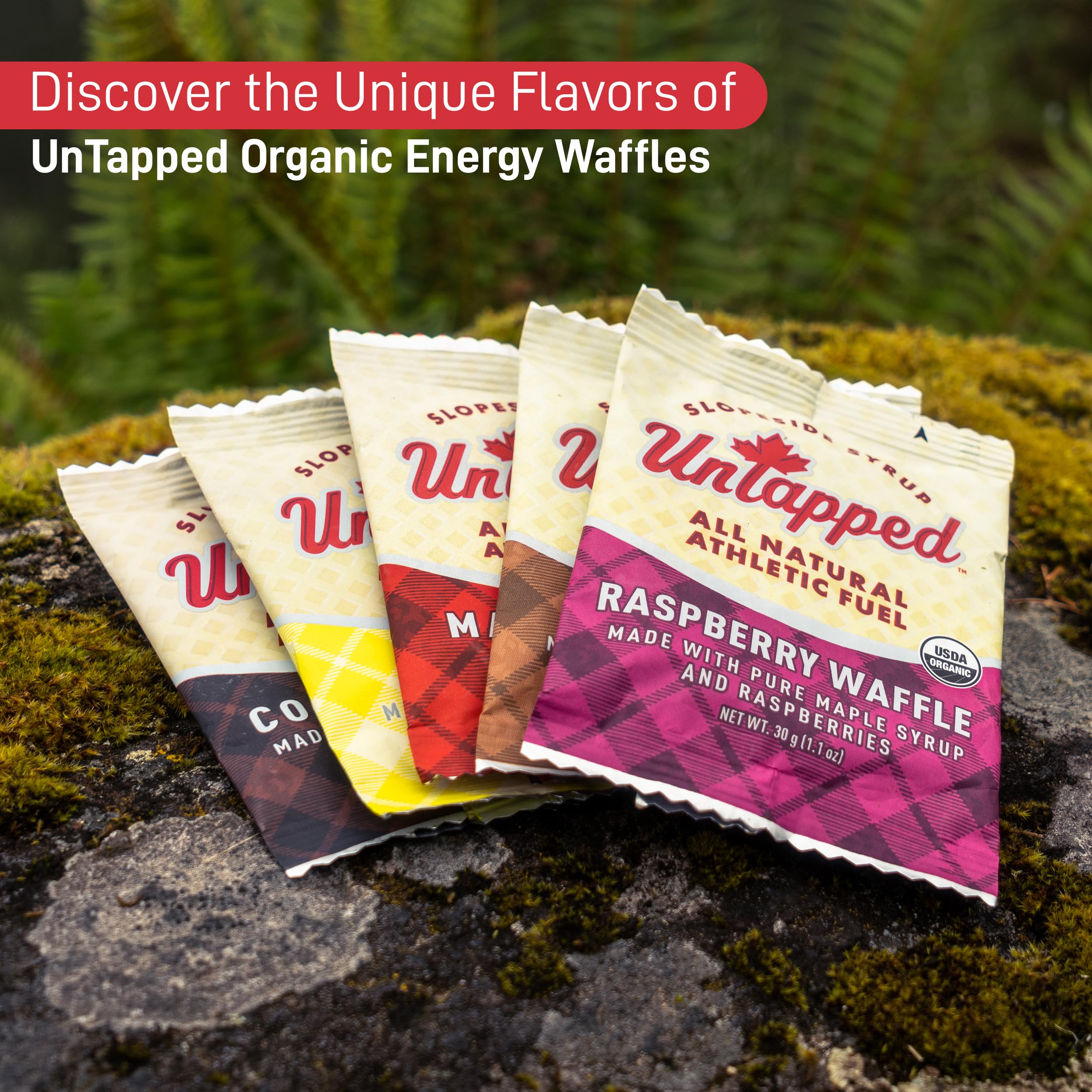 Organic Maple Waffles 1.1 oz Each (16-Pack) - Vegan Endurance Sports Snacks Sweetened with Real Maple Syrup | Energy Boost for Cycling, Running & Hiking | Gluten-Free Athletic Performance Food