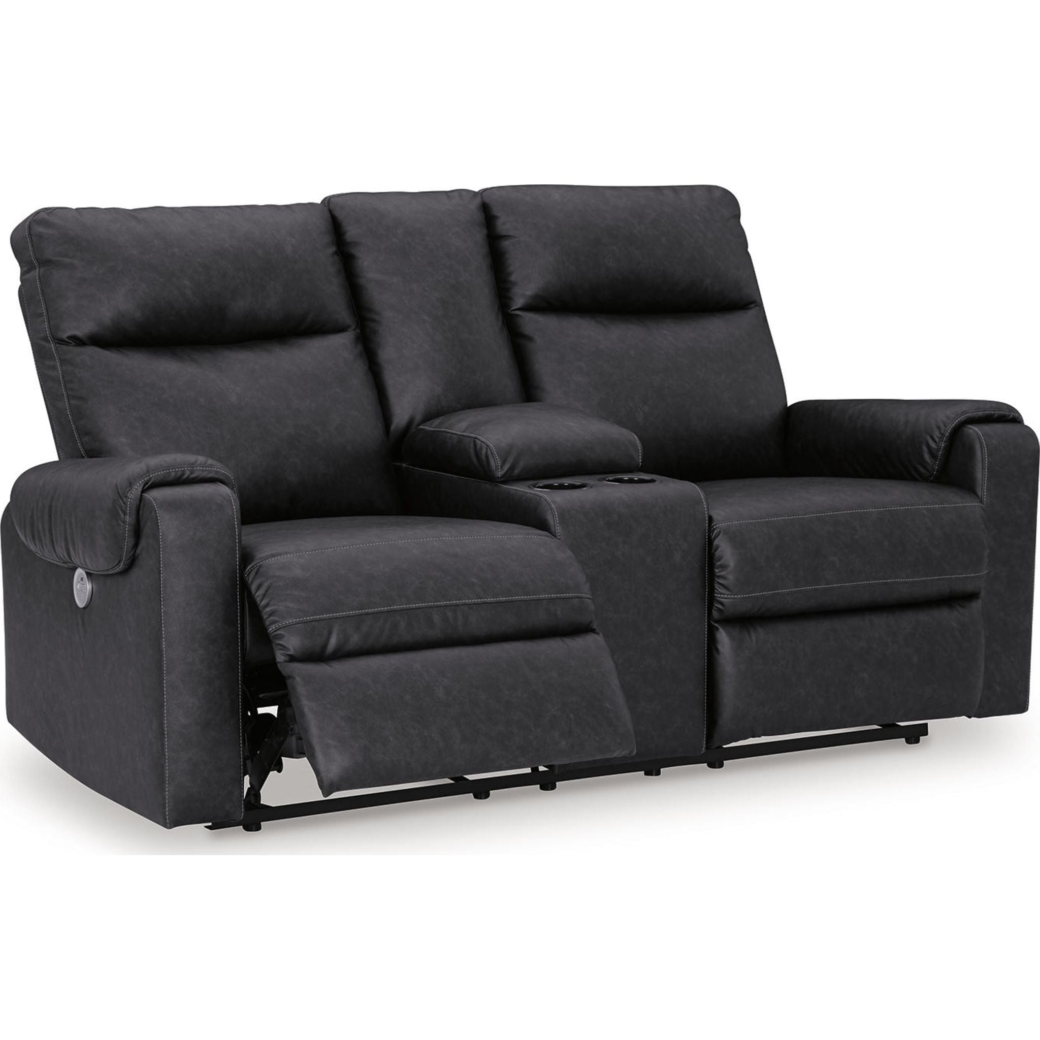 Axtellton Power Reclining Loveseat with Console in Carbon - Modern Electric Recliner Sofa for Living Room, Home Theater & Relaxation