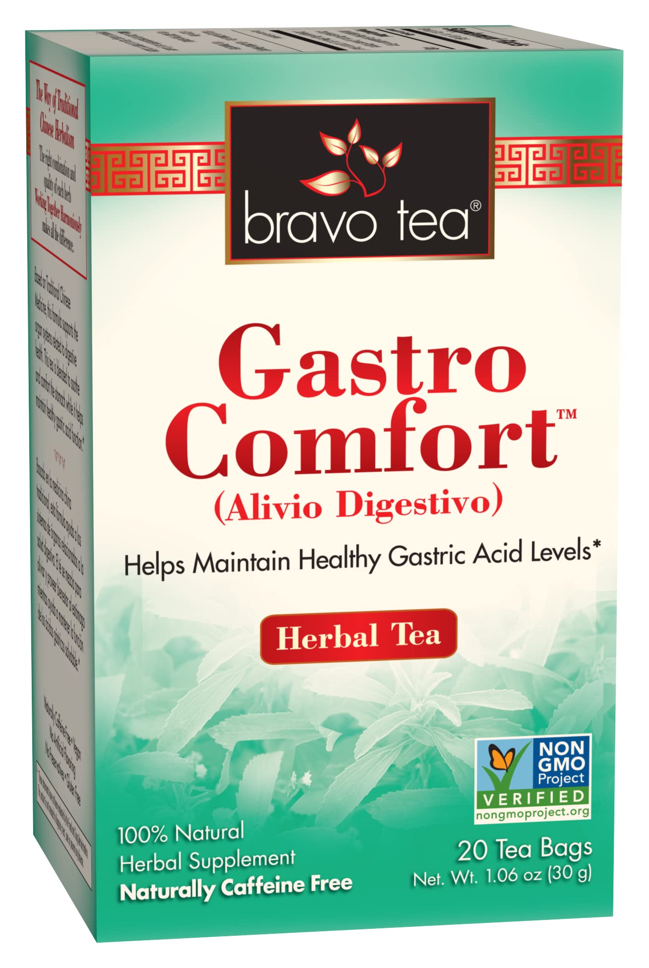Bravo Tea Gastro Comfort Herbal Tea - Caffeine Free, 20 Tea Bags - Soothes Digestion & Stomach Discomfort - Perfect for After Meals & Relaxation