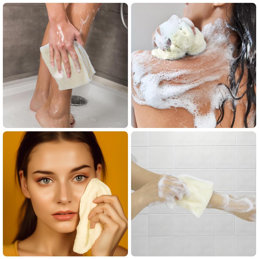 Exfoliating Body Scrubber Wash Cloths - 3 Pack for Face & Body, Loofah Exfoliator Towel & Wash Rags - Perfect for Daily Skincare, Shower & Spa Exfoliation