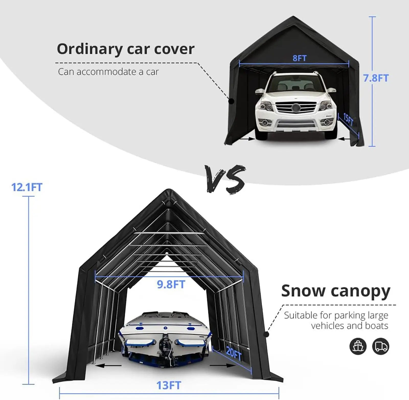 13' x 20' x 12' Heavy Duty Waterproof Portable Storage Shed for Outdoor Equipment, Garden Tools & Backyard Organization - Perfect for Patio, Garage & Yard Storage