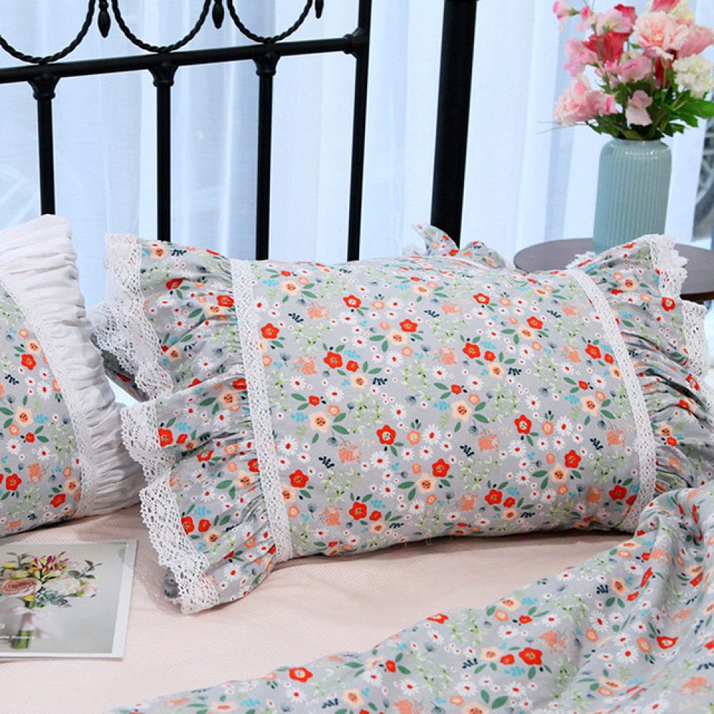 SDCVRE Summer Thin Cool Quilt 2-Piece Set - Refreshing Print Embroidered Lace Pillow Covers, Pastoral Style Bedding (600x800mm, No Filler) - Perfect for Hot Weather, Guest Rooms & Boho Chic Home Decor