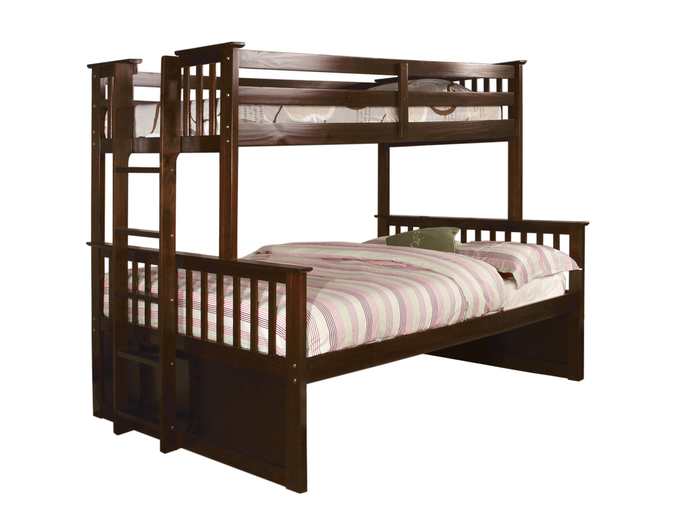 Furniture of America Pammy Twin over Queen Bunk Bed in Espresso Finish - Space-Saving Kids Bedroom Furniture for Small Rooms & Shared Spaces