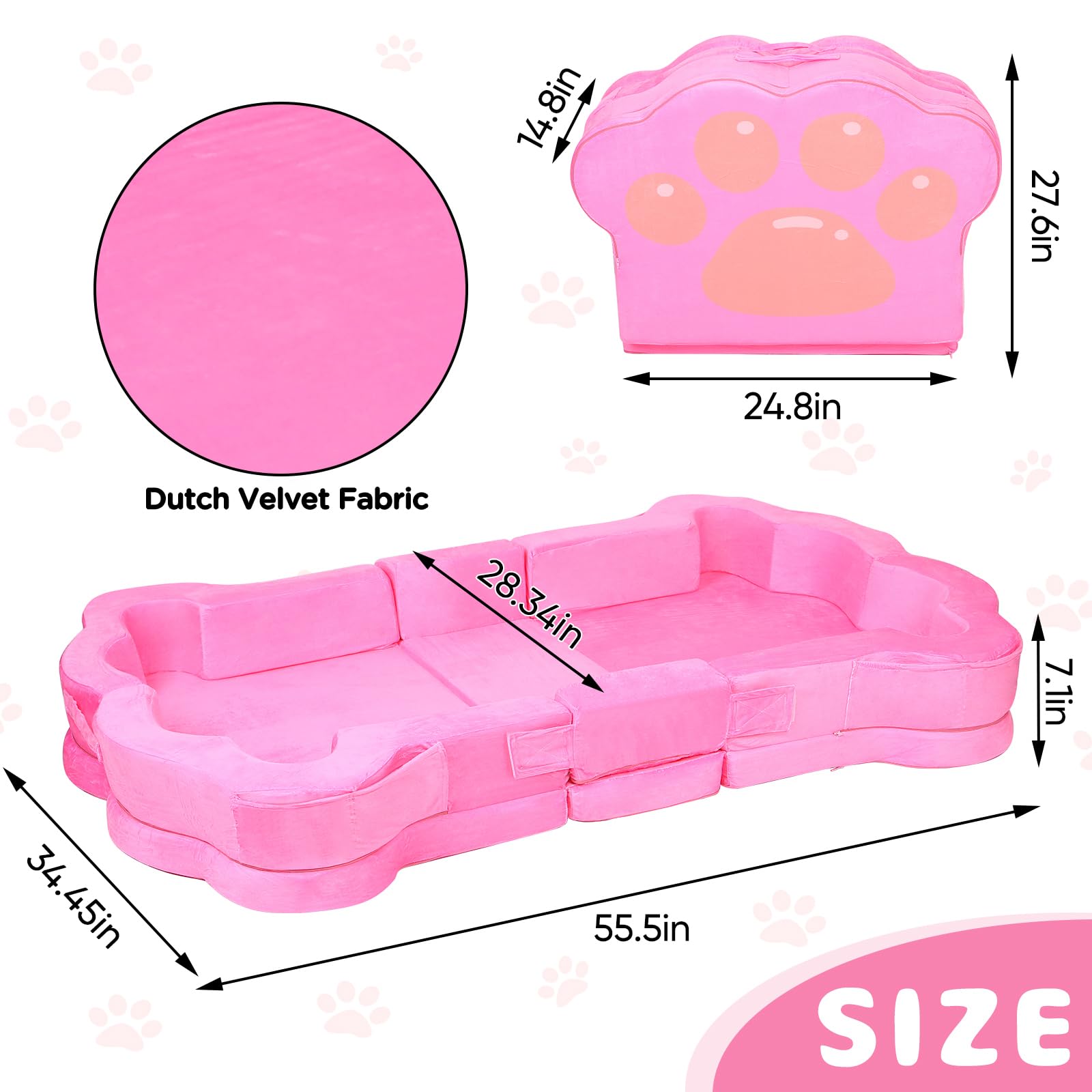 Portable Foldable Toddler Travel Bed for Kids 1-5 Years - Soft, Safe & Lightweight Floor Bed for Home, Camping & Sleepovers (Pink) - Perfect for Indoor, Outdoor & Travel Use