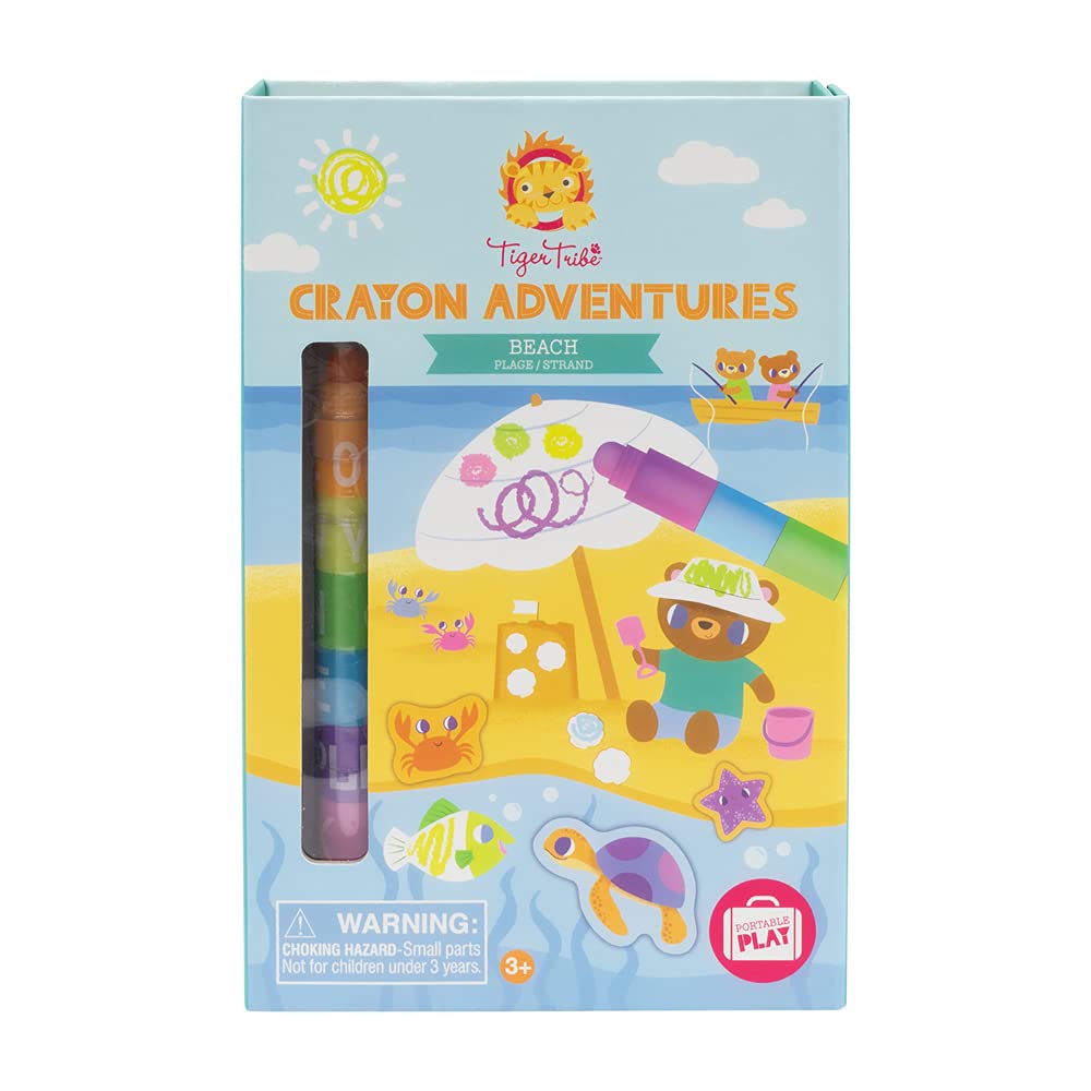 Tiger Tribe Beach Coloring Set - Portable Travel Art Kit with All Supplies Included - Easy Clean Up & Storage - Perfect for Kids Ages 3+ (60640) - Ideal for Road Trips, Airplane Travel & Beach Vacations