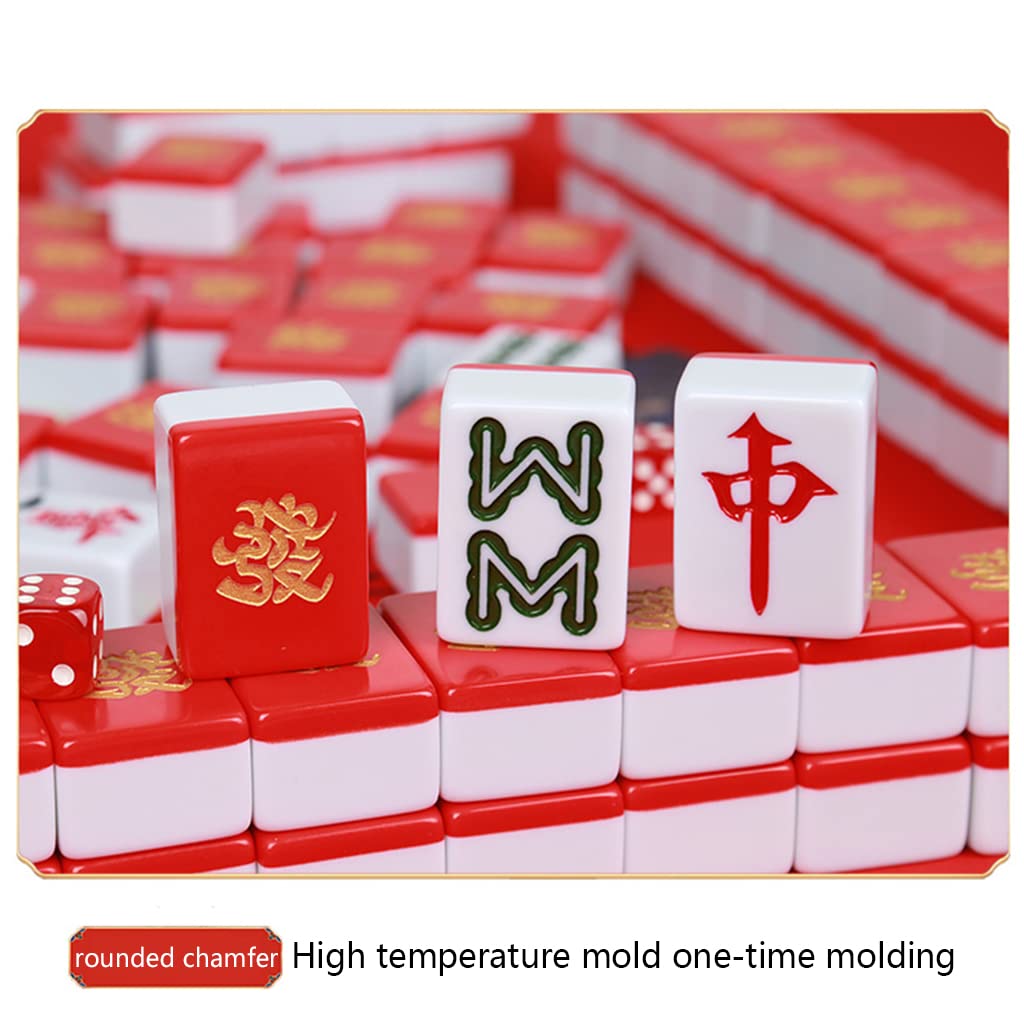 Portable Chinese Mahjong Set - 144 Melamine Tiles with Ornate Storage Case | Travel Board Game for Family & Friends | Perfect for Game Nights, Parties & Cultural Entertainment
