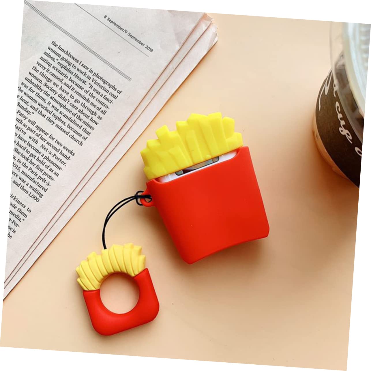 3-Piece French Fries Keychain Headset Cover - Cute Earphone Protector Case for AirPods & Wireless Earbuds - Fun Accessory for Music Lovers & Popcorn Movie Nights