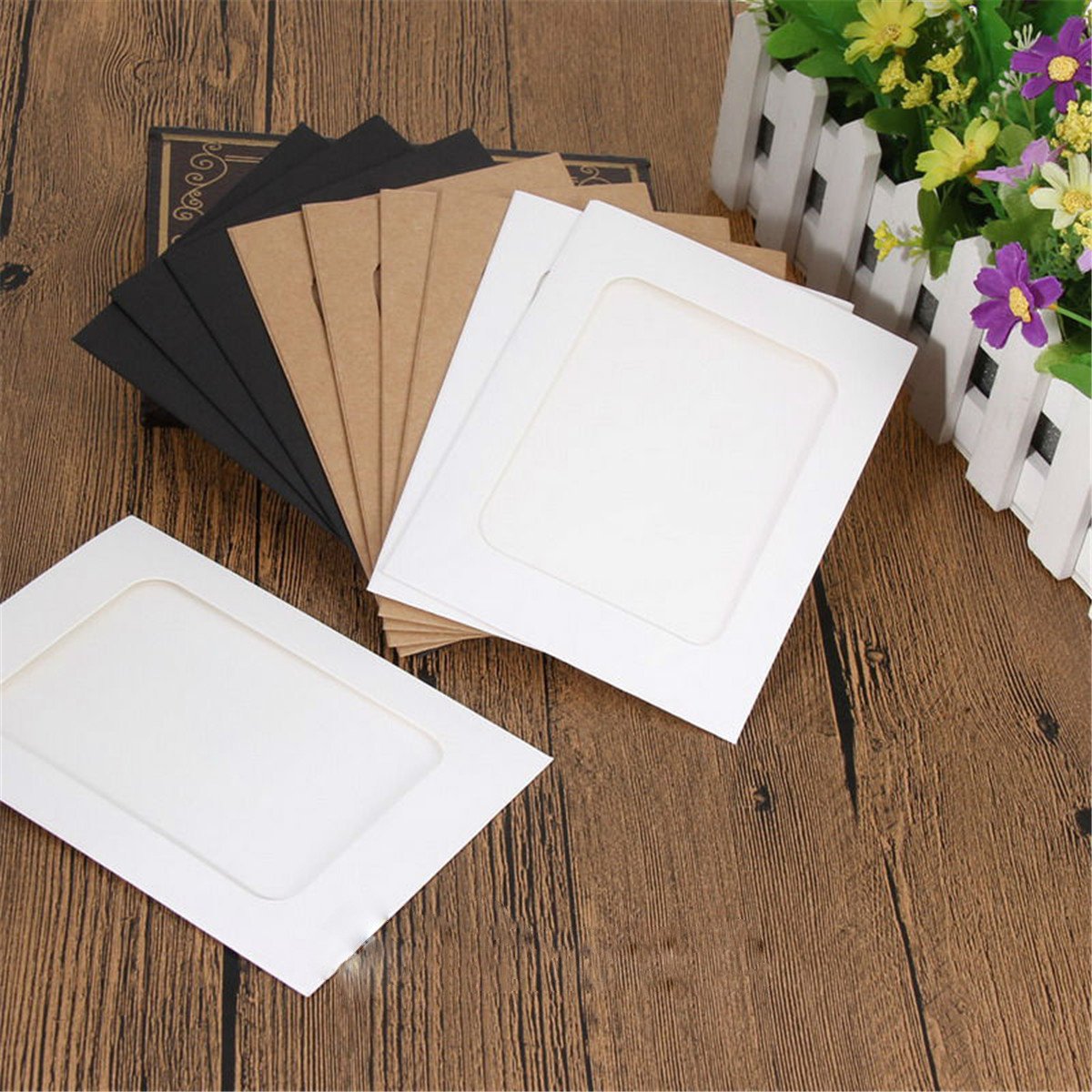 10pcs Kraft Paper Photo Frames with Wooden Clips & Jute Twine - DIY 2x3 Inch Picture Frame Mat Cardboard for Wall Decor - Perfect for Wedding, Birthday Party, Baby Shower & Home Craft Projects