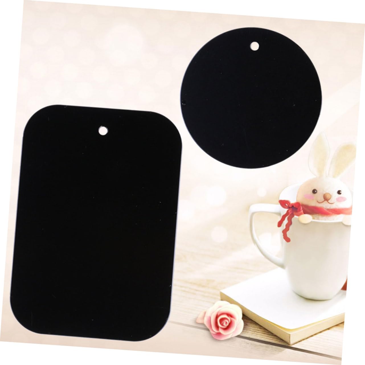 HEMOTON Magnetic Car Phone Mount - 2 Rectangular & 2 Round Metal Plates for Strong Phone Holder | Secure Your Phone While Driving