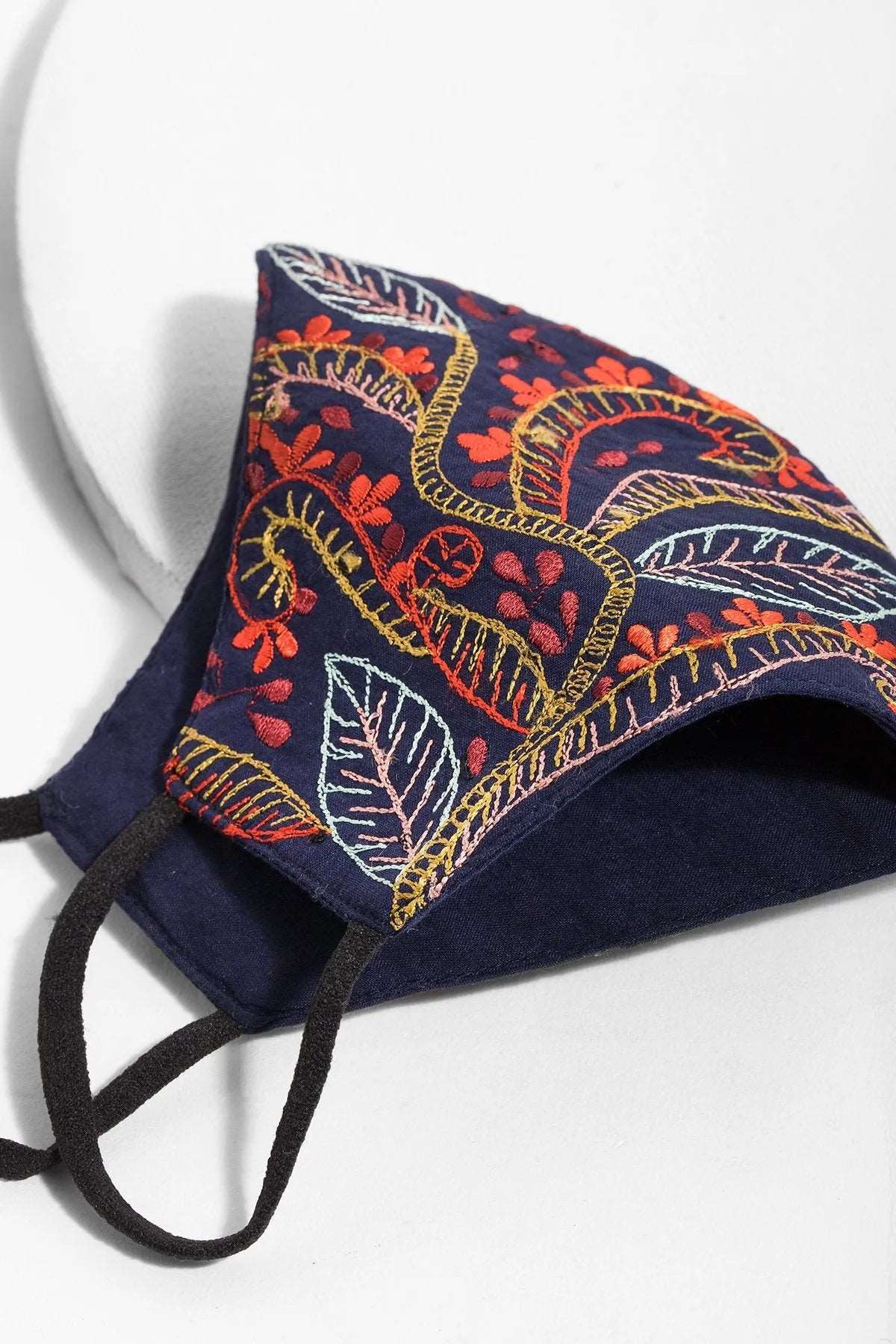 Autumn Embroidered Face Mask - Floral Design Cotton Fabric for Women & Men - Breathable Reusable Fashion Mask for Fall Season - Perfect for Outdoor Activities, Travel, and Daily Protection