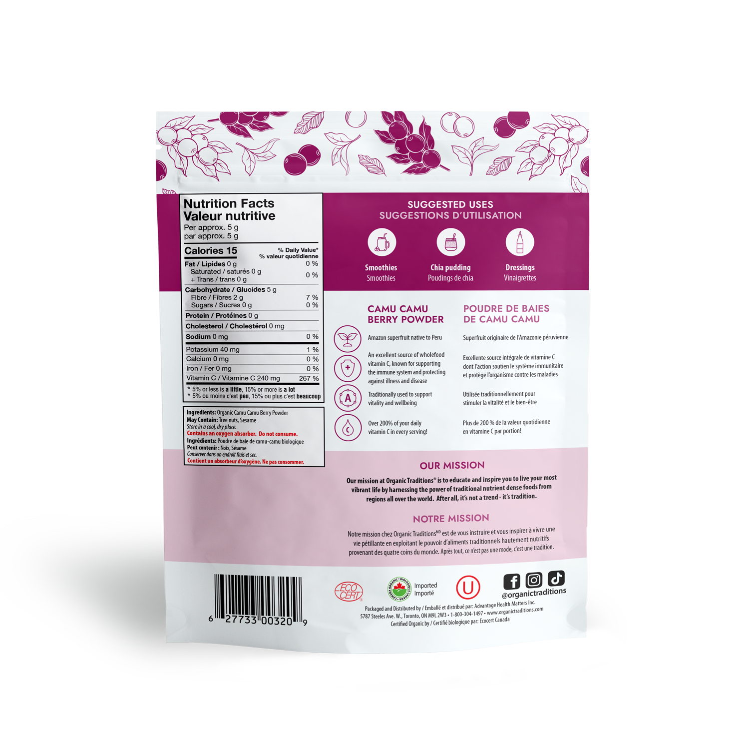 Organic Camu Camu Berry Powder - 100% Pure Superfood Supplement for Immune Support & Antioxidant Boost - Perfect for Smoothies, Juices & Healthy Recipes
