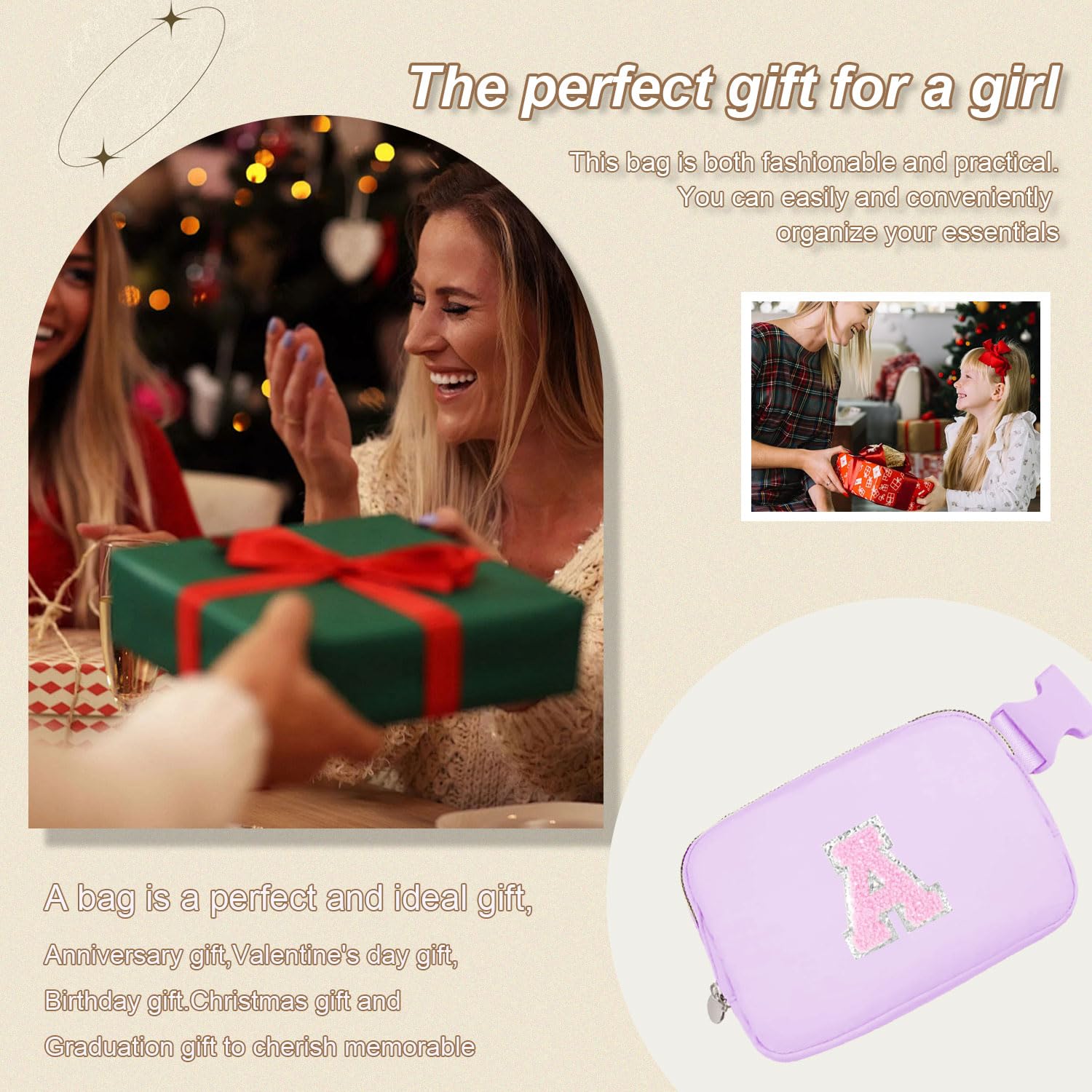 Stylish Lavender Cross Body Bag for Girls, Teens & Women - Fashionable Fanny Pack for Kids & Teens - Perfect Travel Waist Pack & Birthday Gift - Ideal for School, Shopping & Outdoor Activities