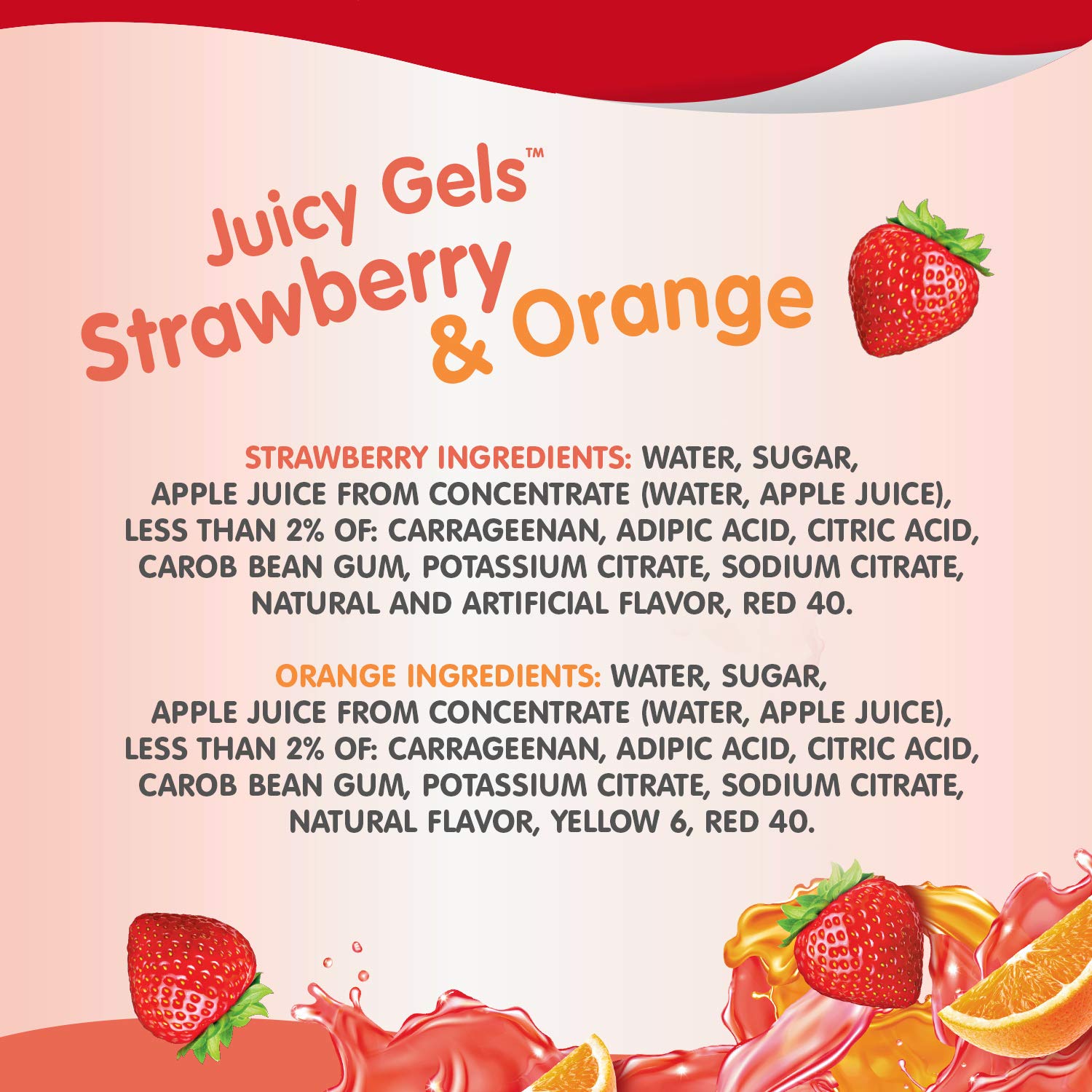 Strawberry & Orange Flavored Juicy Gel Snack Packs - 4 Count Cups | Healthy Kids Snacks, Lunchbox Treats & On-the-Go Energy Boost
