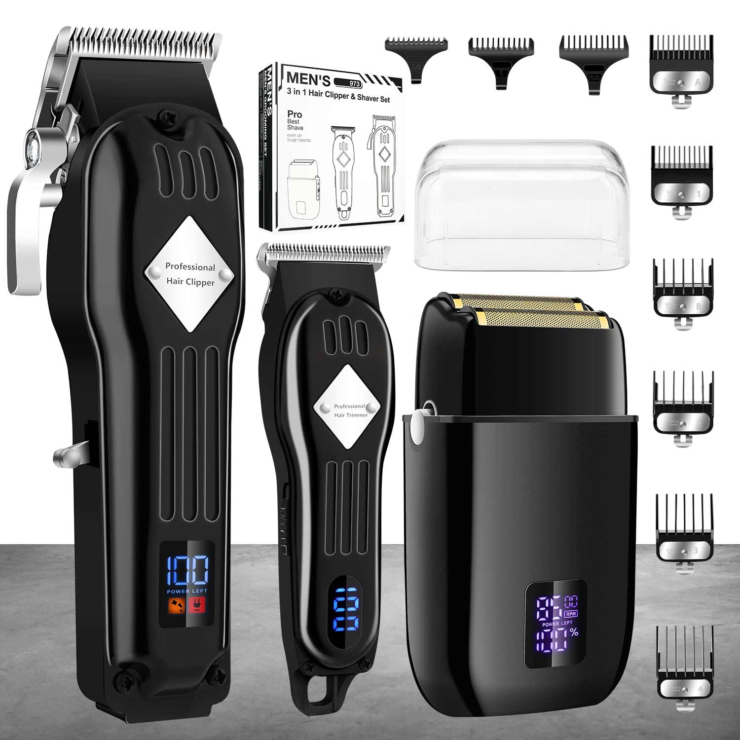 Karrte Professional Cordless Hair Clippers & Beard Trimmer Kit for Men - Barber Hair Cutting Kit with T-Outliner, Grooming Set for Home & Salon Use | Perfect Gift for Men (Black) | Ideal for DIY Haircuts, Beard Trimming & Personal Grooming
