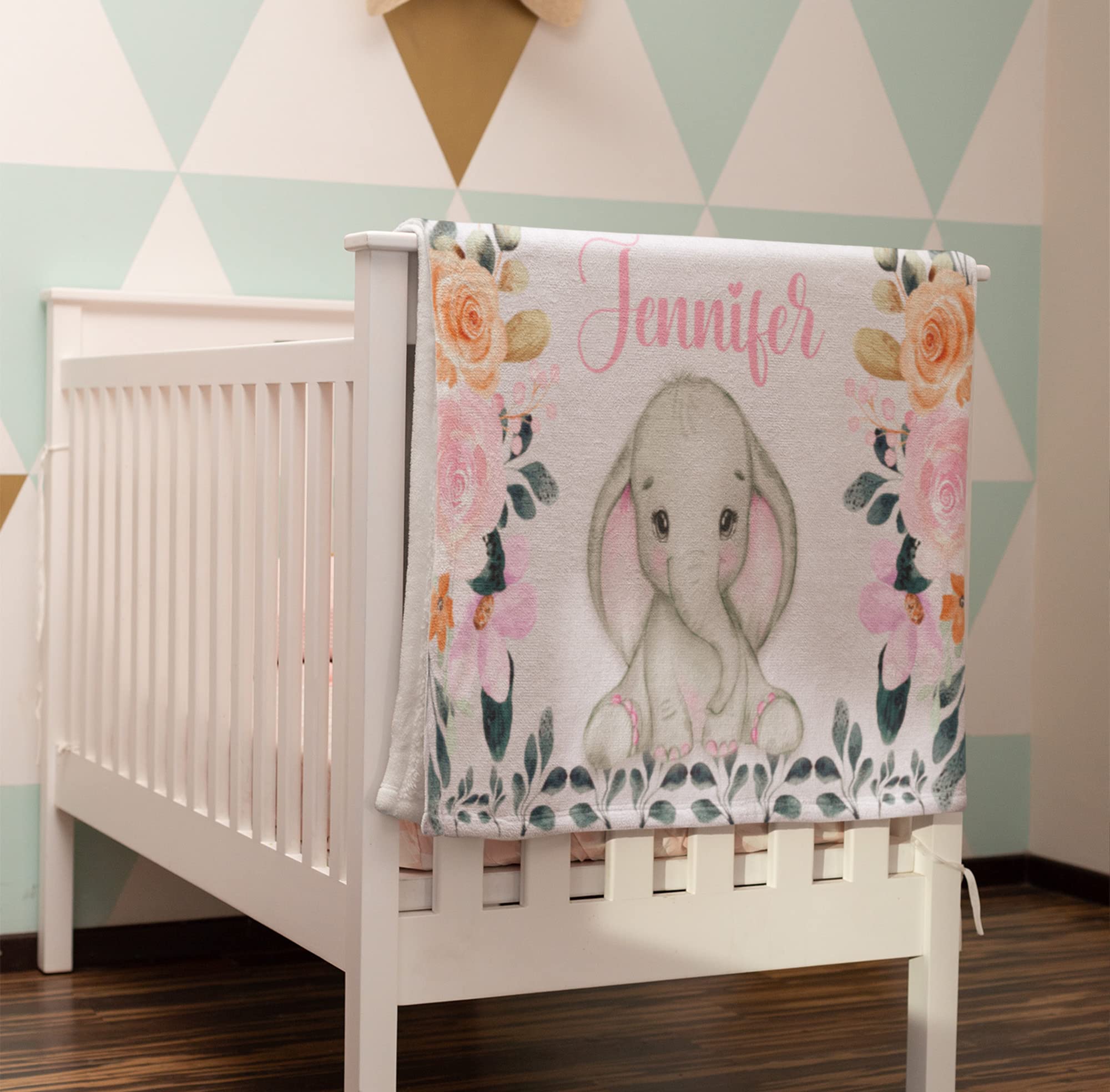 Personalized Elephant Baby Blanket - Super Soft & Cozy Custom Name Throw for Newborns, Toddlers, Preschoolers | Perfect Gift for Birthdays, Children's Day & Grandkids | Nursery, Stroller & Cuddle Time Essential
