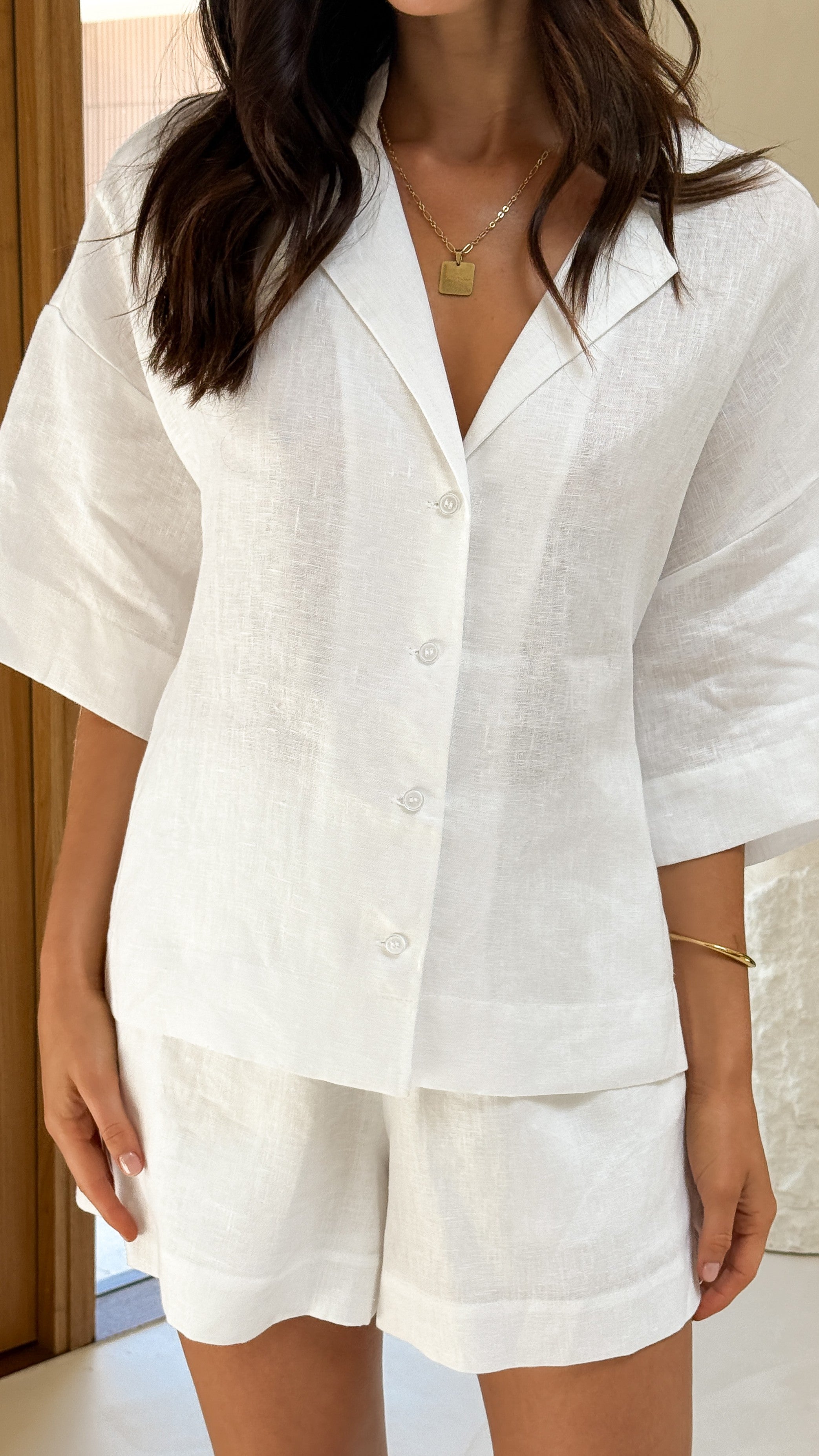 Luna Button Up Shirt for Women - Classic White Cotton Blouse for Office, Casual & Date Night Outfits