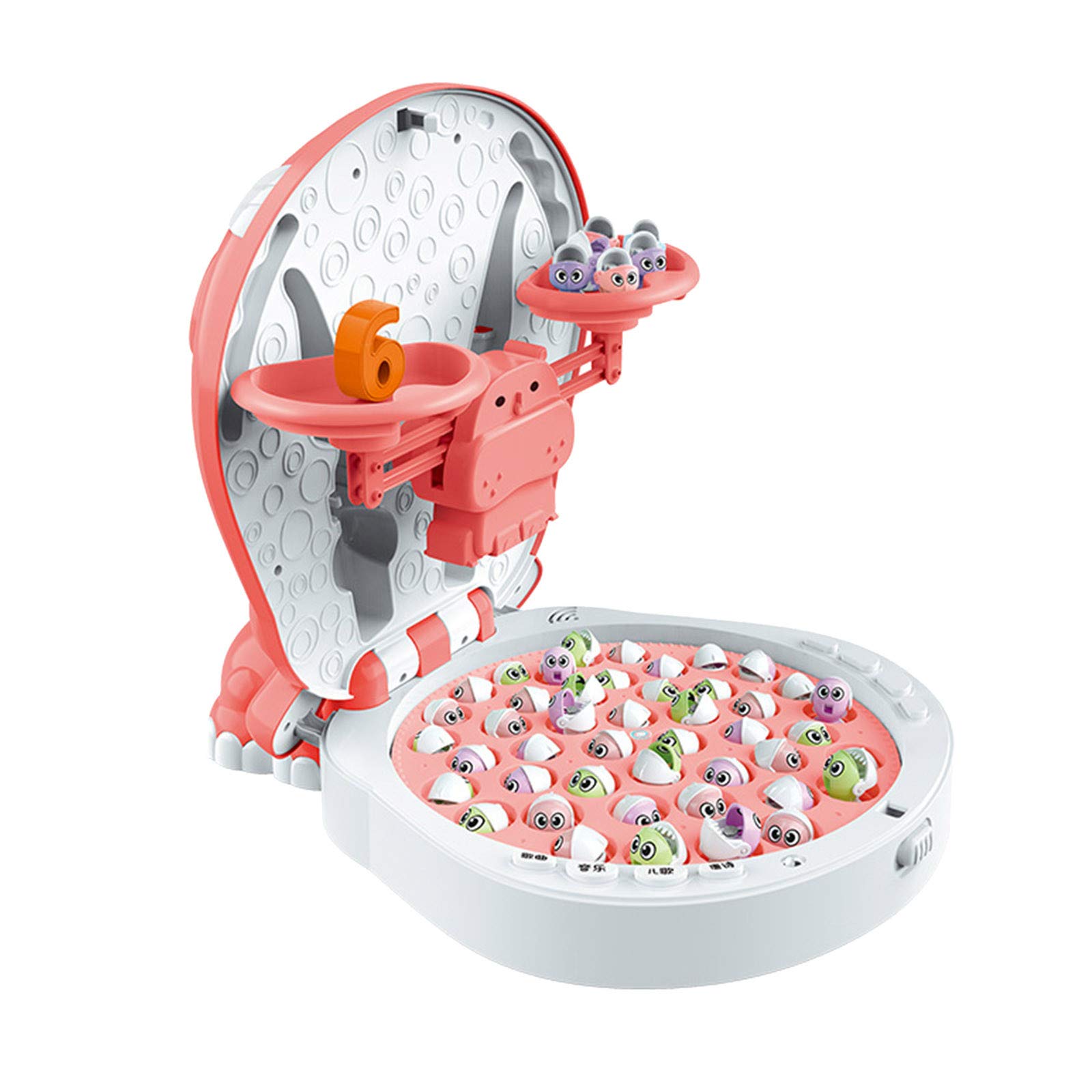 PR9U8G 4-in-1 Electric Magnetic Fishing Game Toy Set for Kids - Interactive Hippo Fishing Toy with Rotating Pond | Perfect for Birthday Gifts, Family Game Night & Preschool Learning Activities