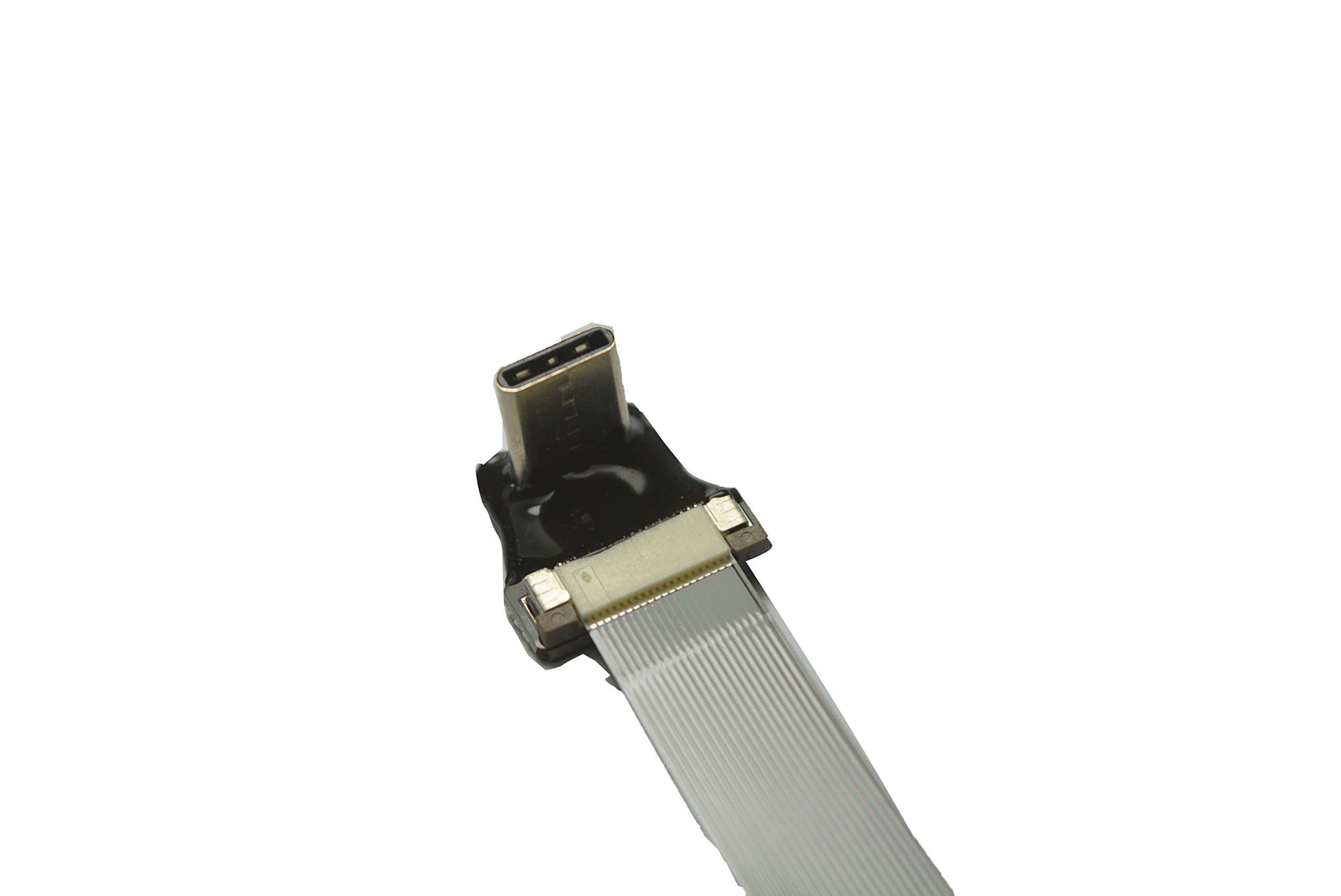 Black FFC USB C FPV Flat Slim Thin Ribbon FPC Cable - 40CM USB Type-C 90 Degree to Standard USB A for Fast Sync & Charging - Perfect for Drones, RC Models, and Mobile Devices