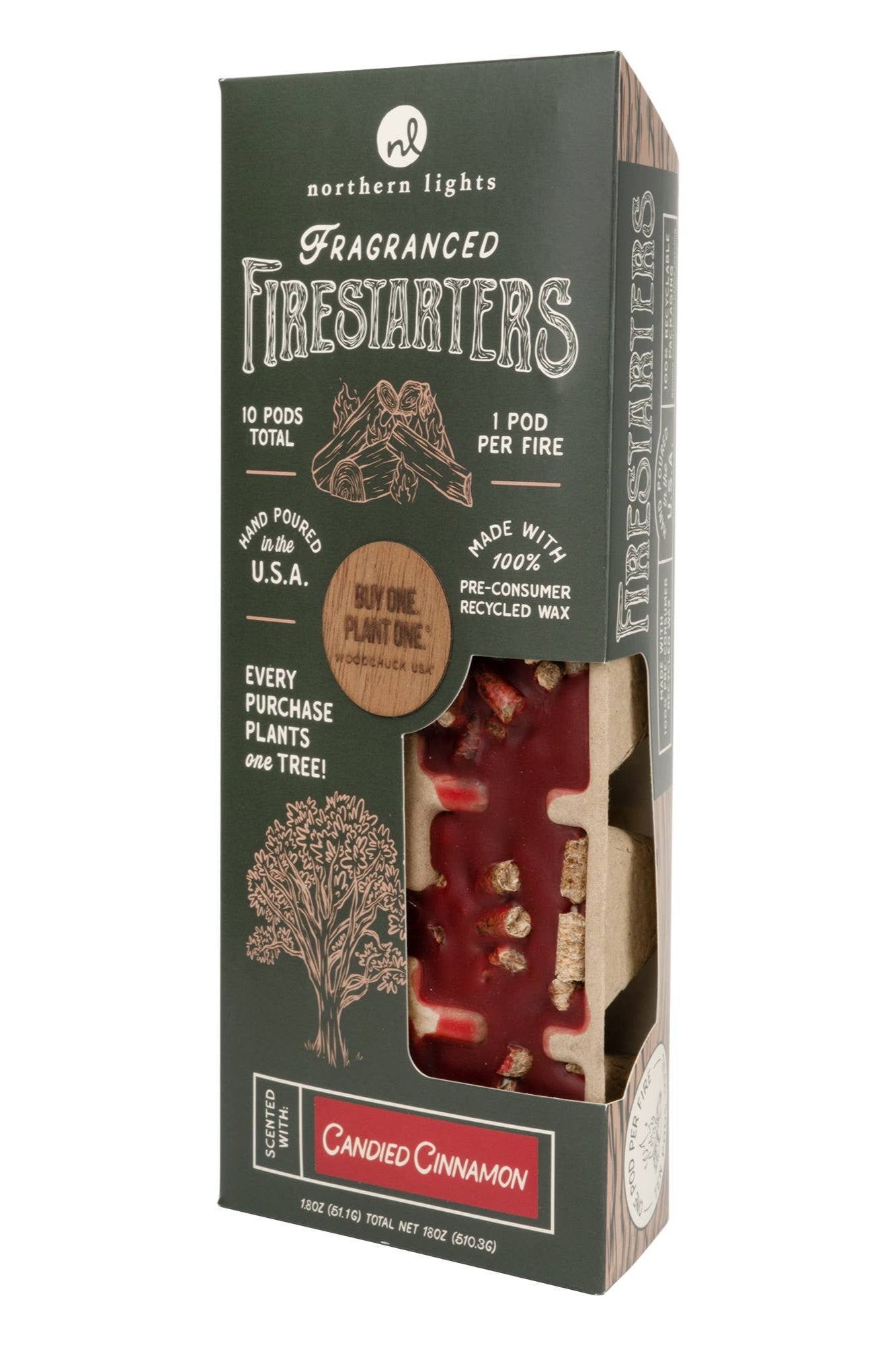 Premium Firestarters with Candied Cinnamon Scent - Long Lasting Fire Starters for Camping, Fireplace & Outdoor Adventures