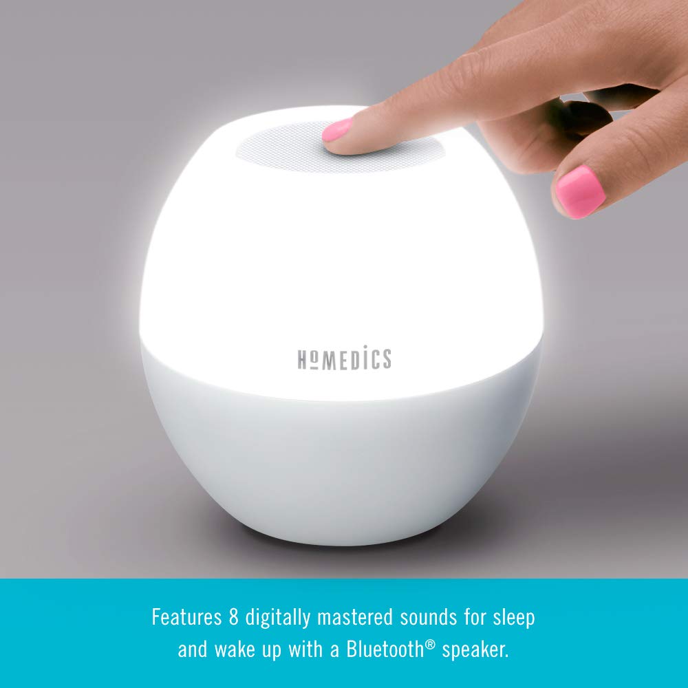 Homedics White Noise Machine for Adults & Babies - Bluetooth Sound Machine with Sunrise Alarm, 7-Color Night Light & Auto-Off Timer | Perfect for Nursery, Office, Meditation & Sleep Therapy
