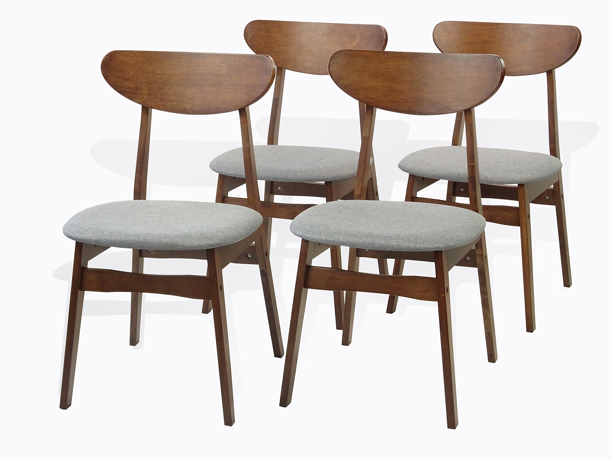 Modern 5-Piece Dining Set - Rectangular Solid Wood Table & 4 Yumiko Padded Seat Chairs in Medium Brown | Perfect for Small Kitchens, Breakfast Nooks & Cozy Family Meals