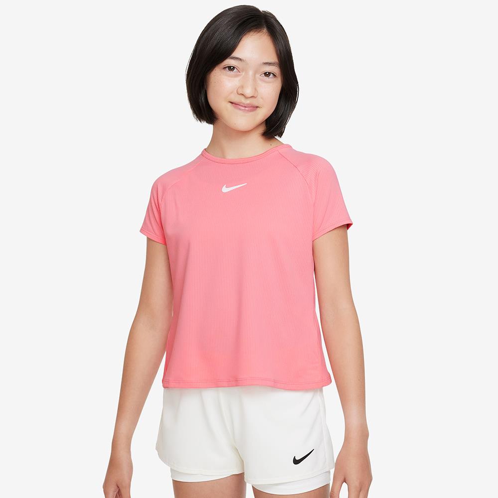 Nike Girls Victory Short Sleeve T-Shirt - Coral Pink Athletic Top for Running, Soccer & Casual Wear