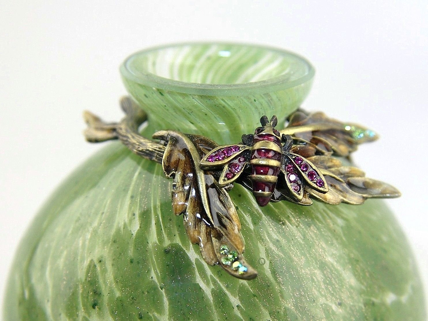 Jay Strongwater Mini Green Bee Vase - Handcrafted Home Decor for Living Room, Bedroom & Office | Elegant Floral Arrangement Centerpiece