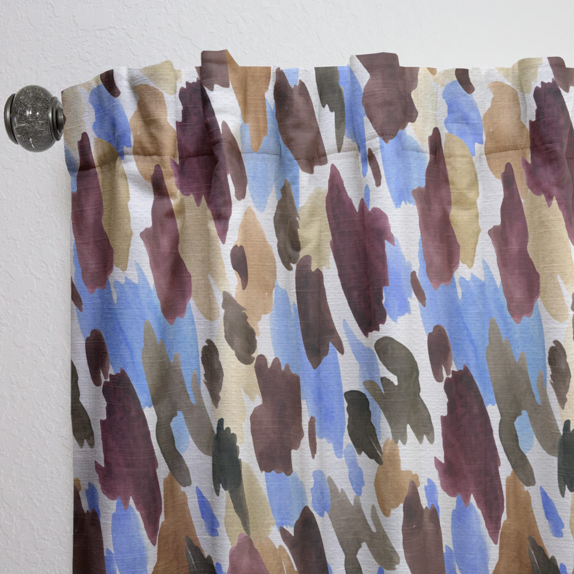 DesignQ Thermal Insulated Single Panel Curtains - Burgundy, Blue & Brown Leopard Print - 52x120 Inches - Blackout Drapes for Bedroom & Living Room (Home Decor, Window Treatment, Noise Reduction)