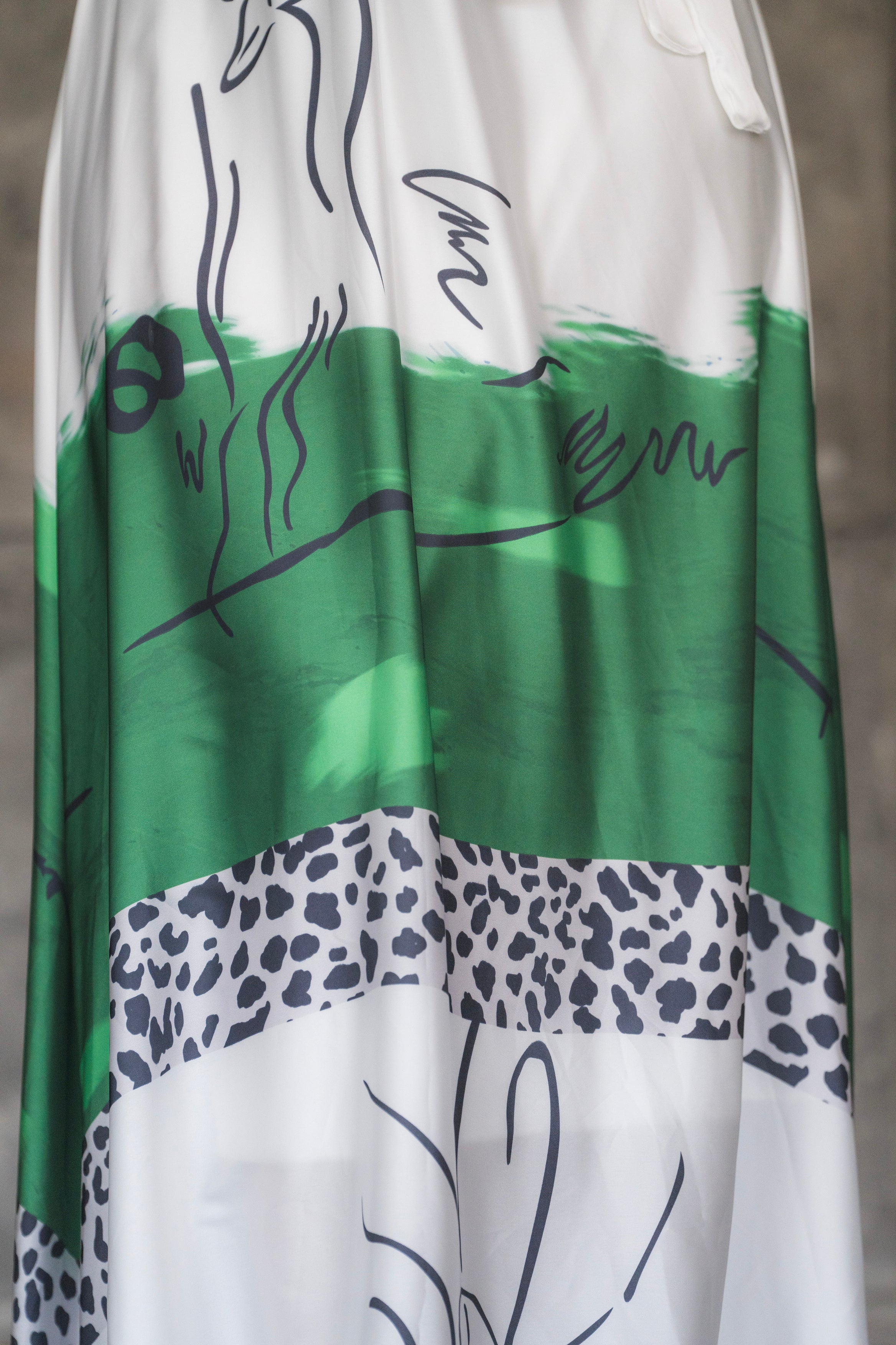 Elegant White and Green Maxi Satin Dress for Women - Summer Beach Wedding Party Guest Dress - Perfect for Formal Events, Evening Gowns & Special Occasions