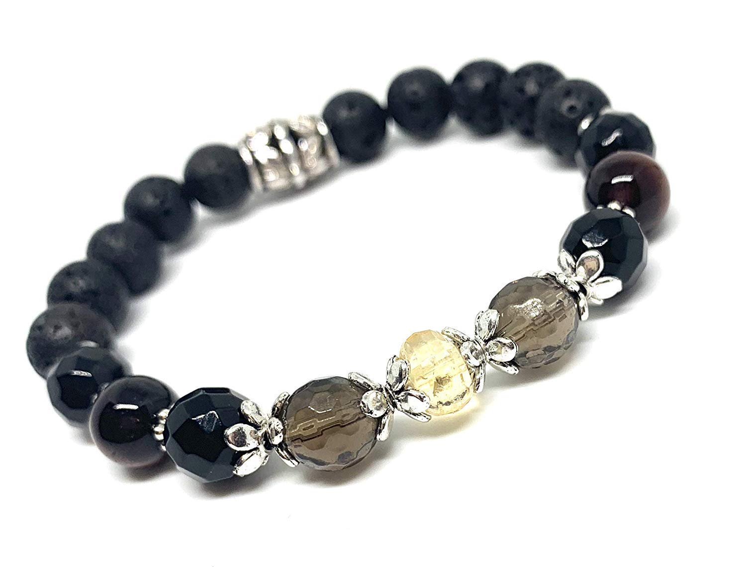 Gemstone Aromatherapy Bracelet Set with Essential Oils - Confidence & Energy Boost for Yoga & Meditation