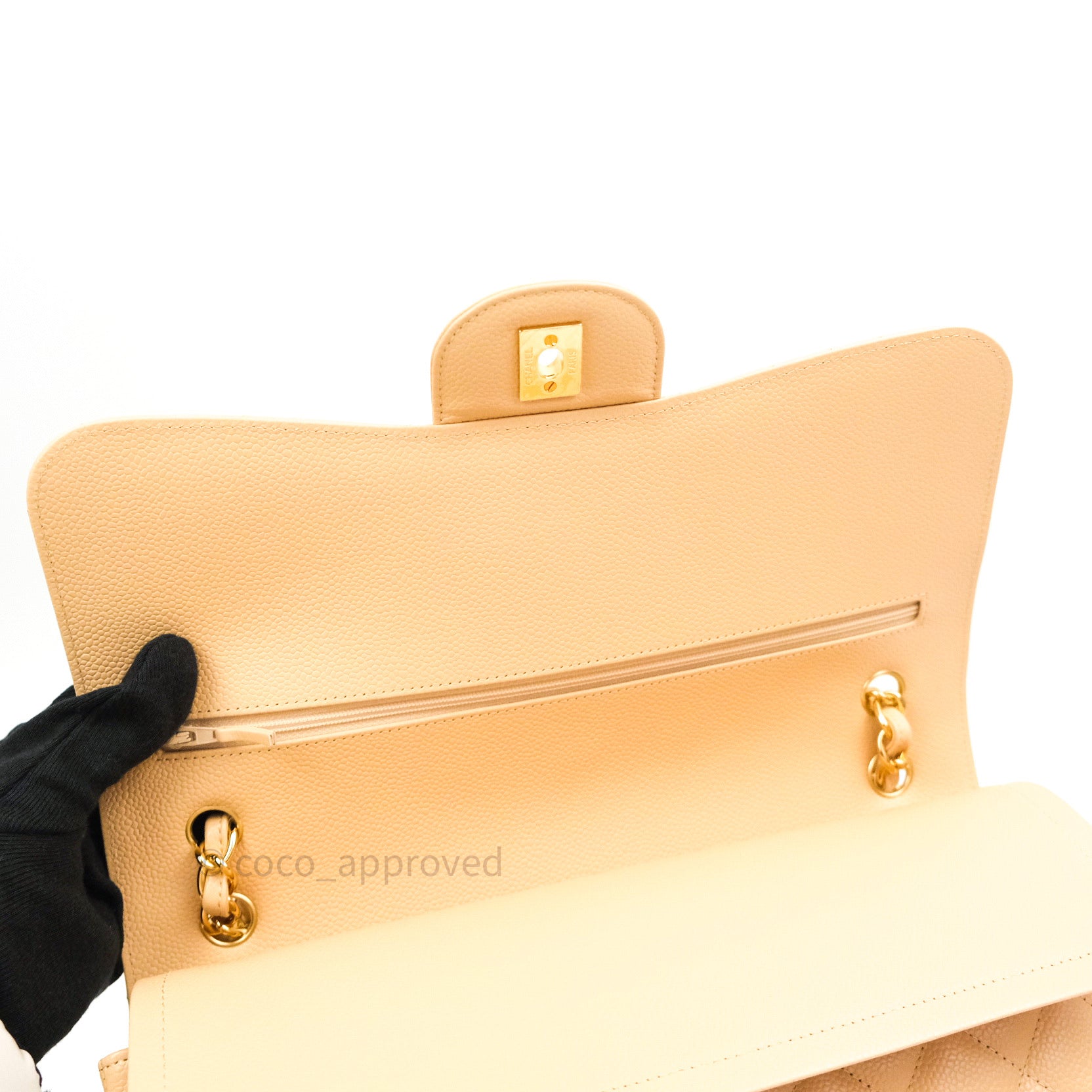 Chanel Classic Jumbo Double Flap Bag Beige Caviar Leather with Gold Hardware - Luxury Designer Handbag for Women, Perfect for Parties & Special Occasions