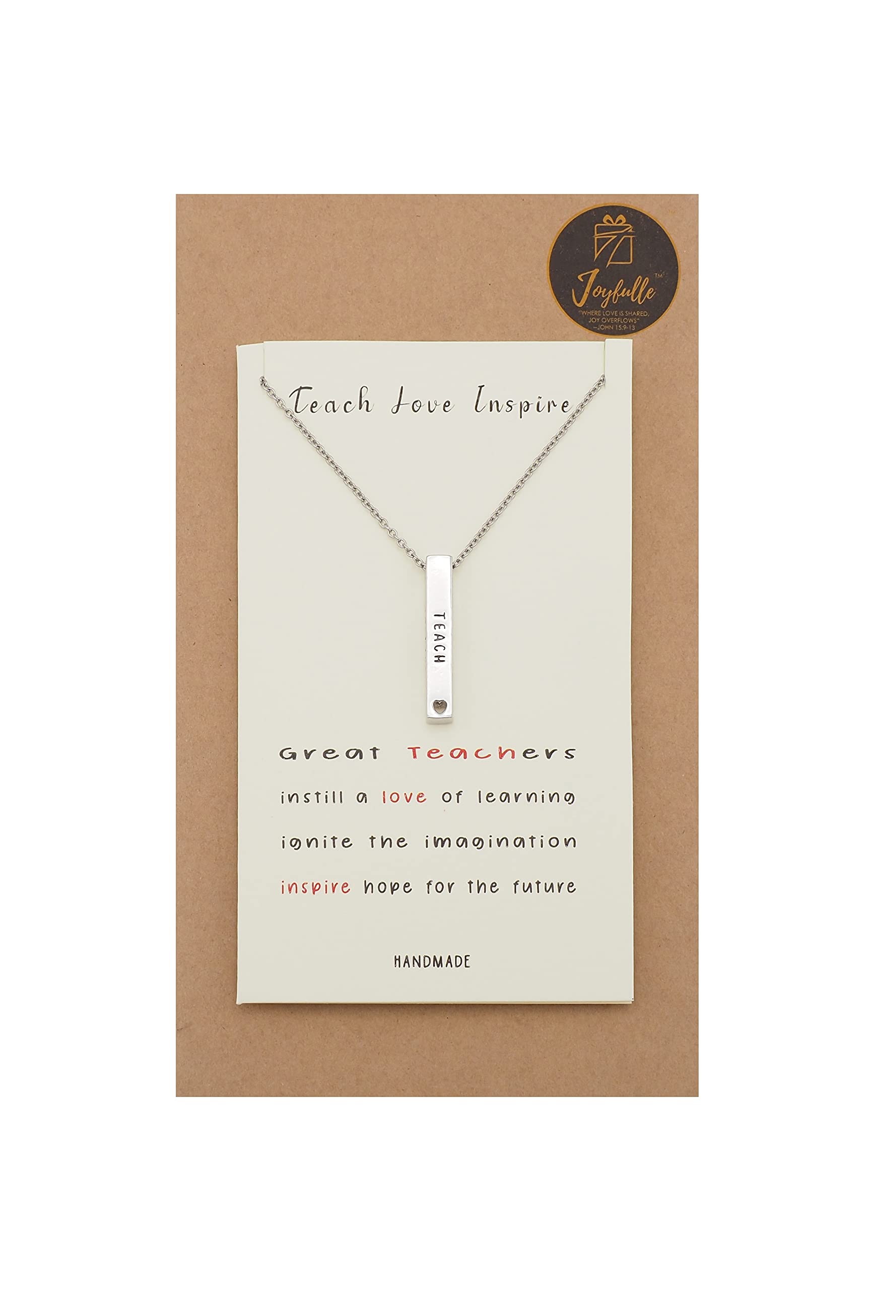 Joyfulle Zina Teacher Necklace - Inspirational Jewelry Gift for Educators