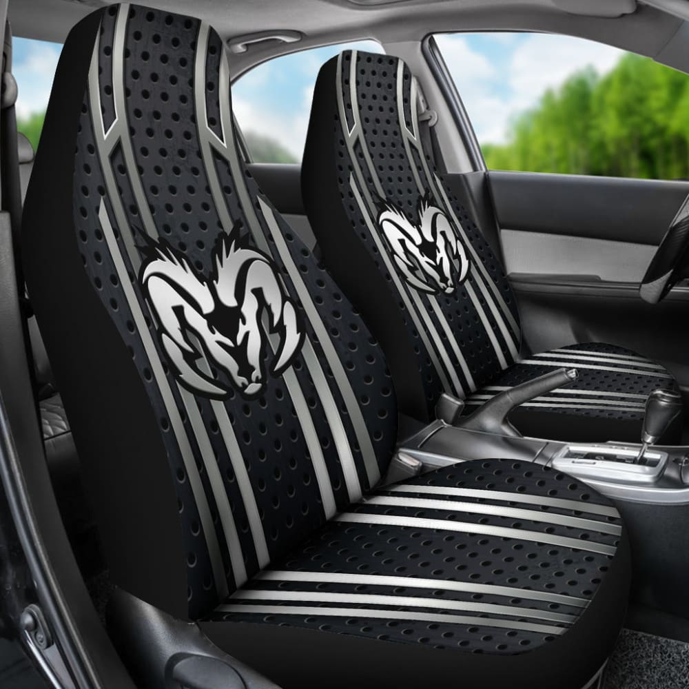 Custom Black & Grey Dodge Ram Car Seat Covers - Premium Fit for 2 Seats (Model 212603) | Durable Protection for Trucks & Off-Road Adventures