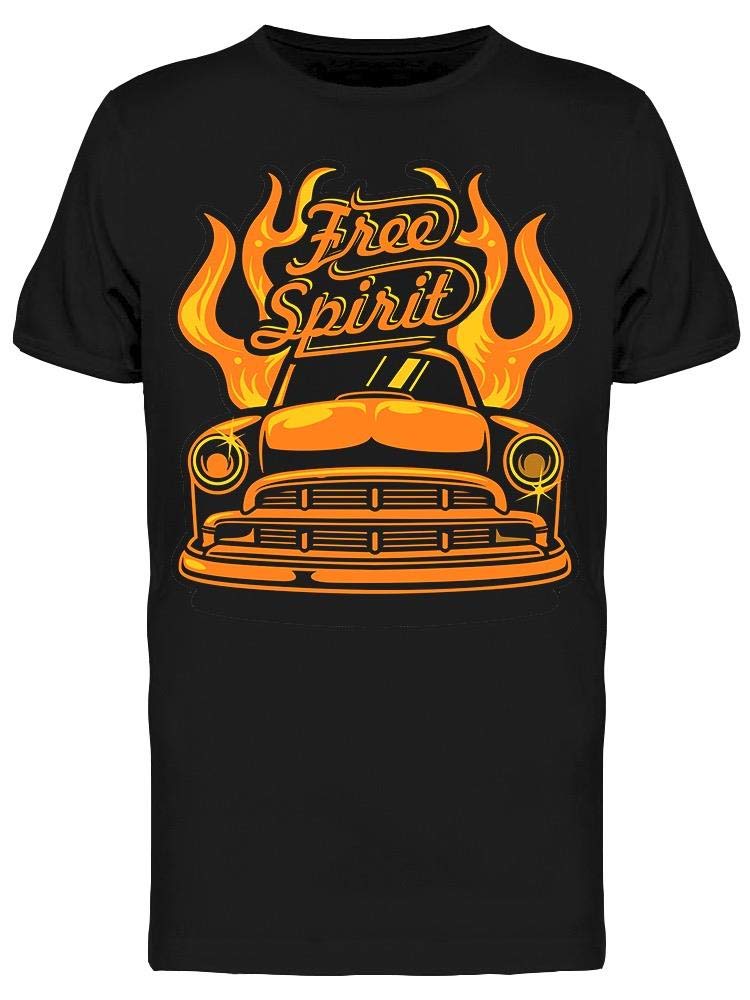 Free Spirit Text On Fire Graphic T-Shirt for Men - Trendy & Comfortable Cotton Tee for Casual Wear, Street Style & Everyday Outfits