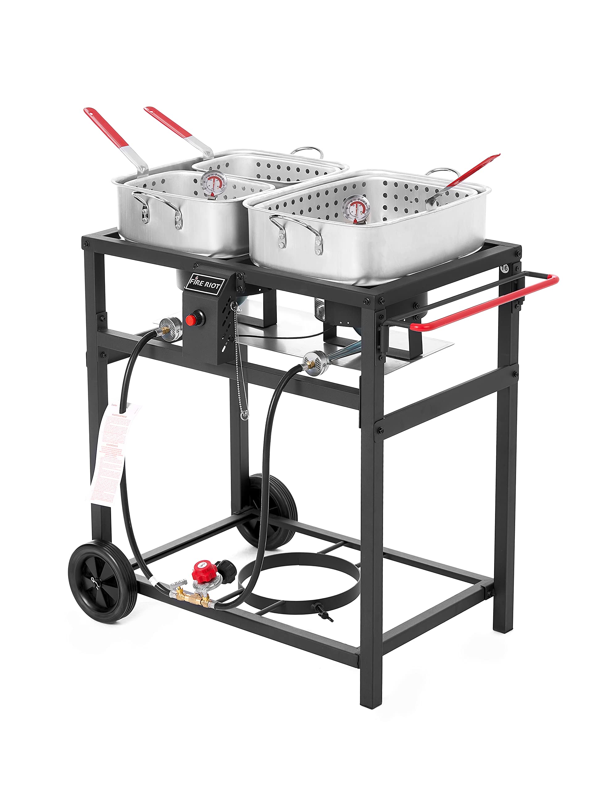 **Propane Outdoor Double Burner Deep Fryer Cart with 2-18QT Aluminum Pots & Frying Baskets – Perfect for Fish Fry, Wings, Fries, and Cajun Cooking – Ideal for Backyard BBQs, Tailgating, and Outdoor Parties**