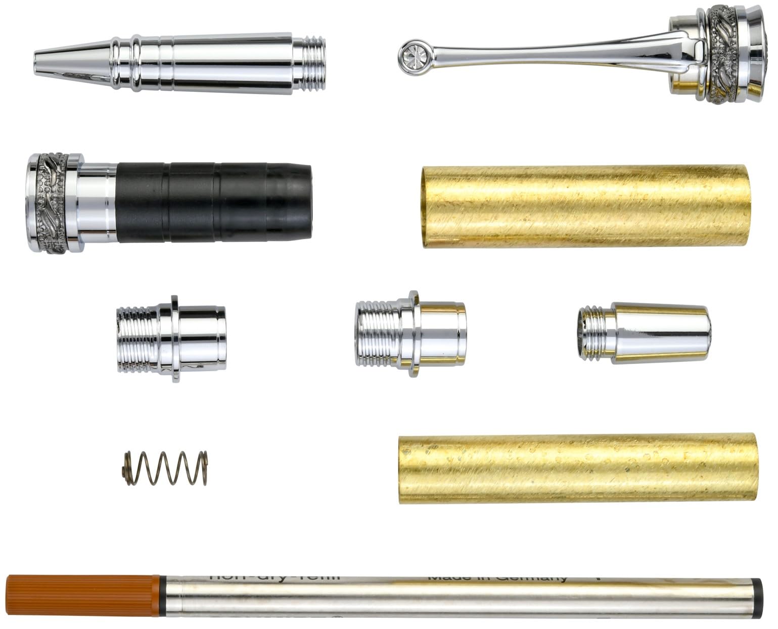 Penn State Industries PKMAJTPJR Majestic Junior Rollerball Pen Kit - Chrome & Gun Metal Wood Turning Pen Kit for DIY Craft Projects, Gift Making, and Woodworking Enthusiasts