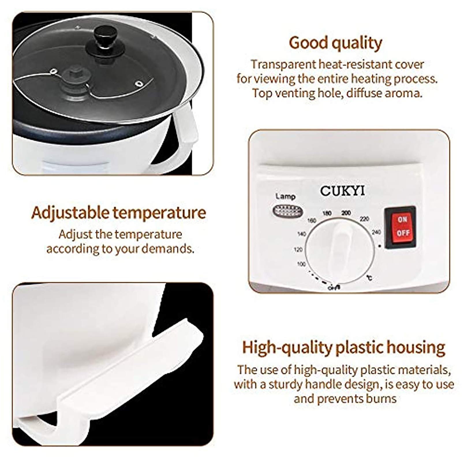 Automatic Coffee Roaster Machine for Home Use - 220V Electric Coffee Bean Roaster with Thermostat Timer, Perfect for Roasting Coffee Beans, Peanuts, Nuts & Beans - Ideal for Coffee Shops, Home Baristas & Gourmet Cooking